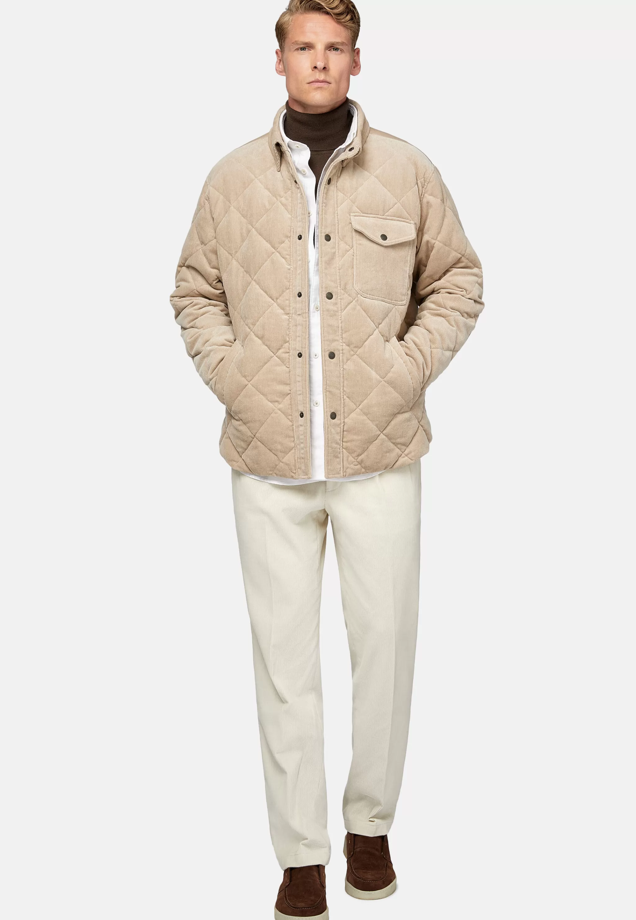 Boggi Milano Blousons*Bomber Rembourré En Velours De Coton Beige