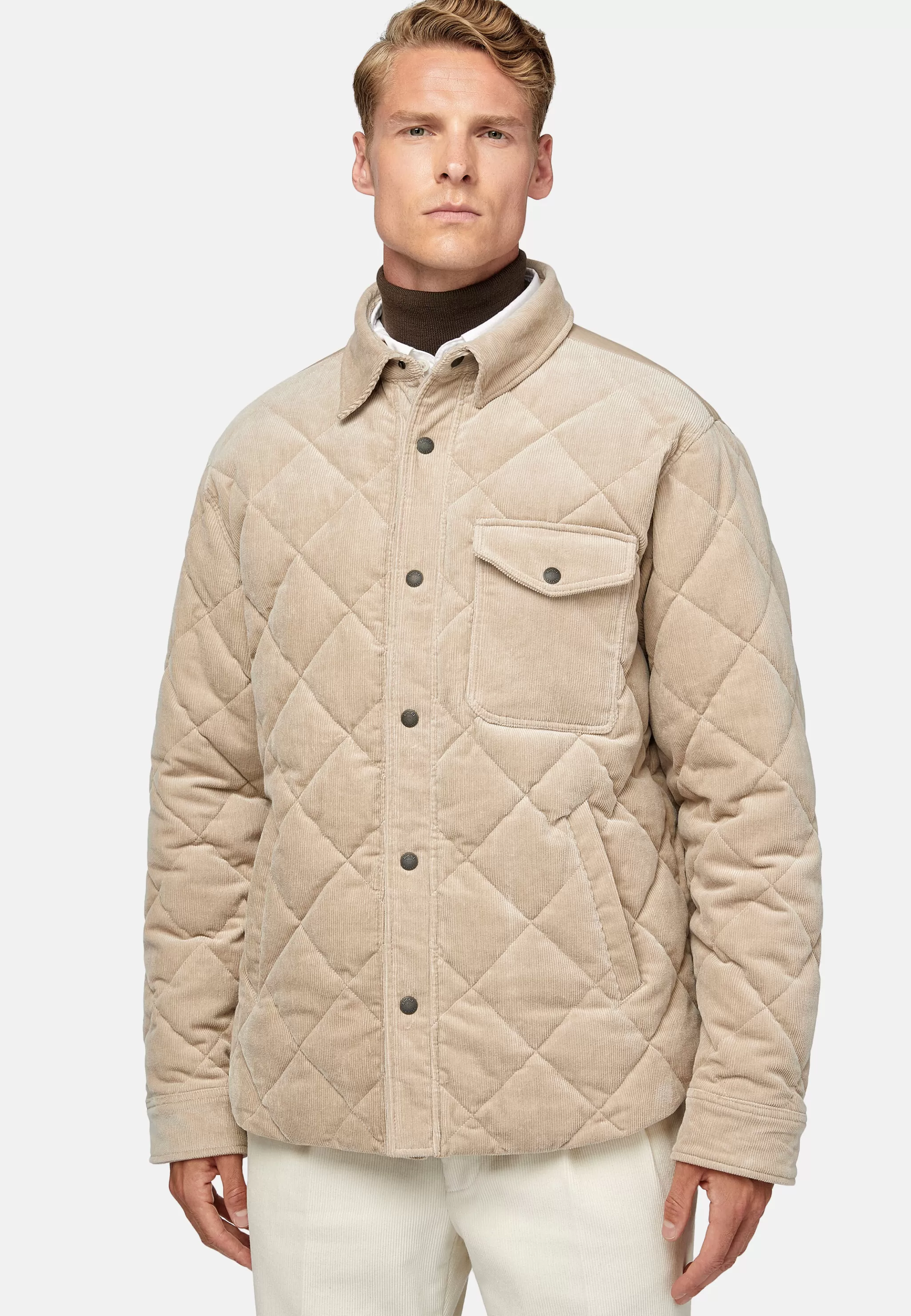 Boggi Milano Blousons*Bomber Rembourré En Velours De Coton Beige