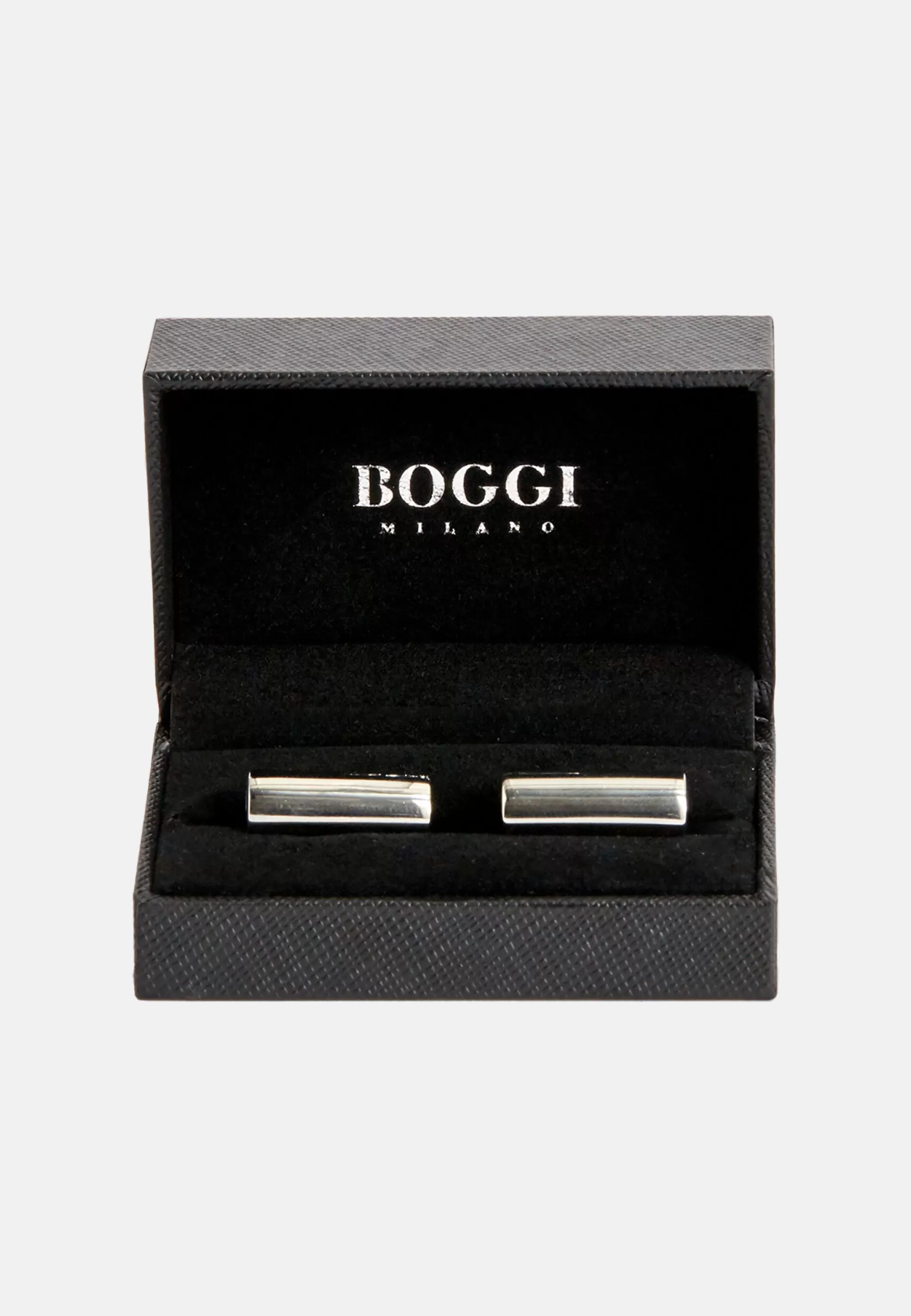 Boggi Milano Boutons De Manchette*Boutons De Manchette Barre Avec Logo Argent