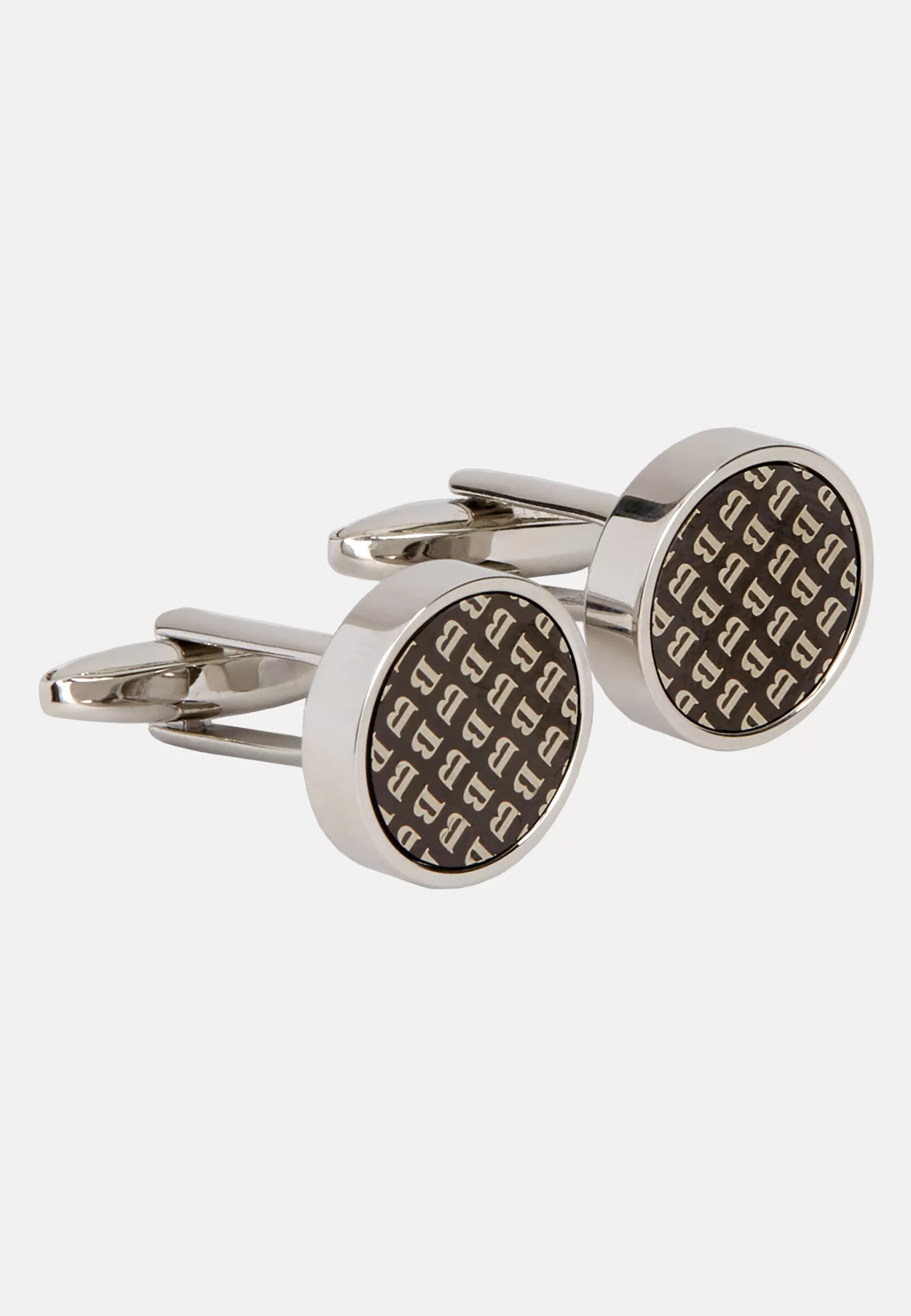 Boggi Milano Boutons De Manchette*Boutons De Manchette De Chemise Ronds Avec Logo Argent