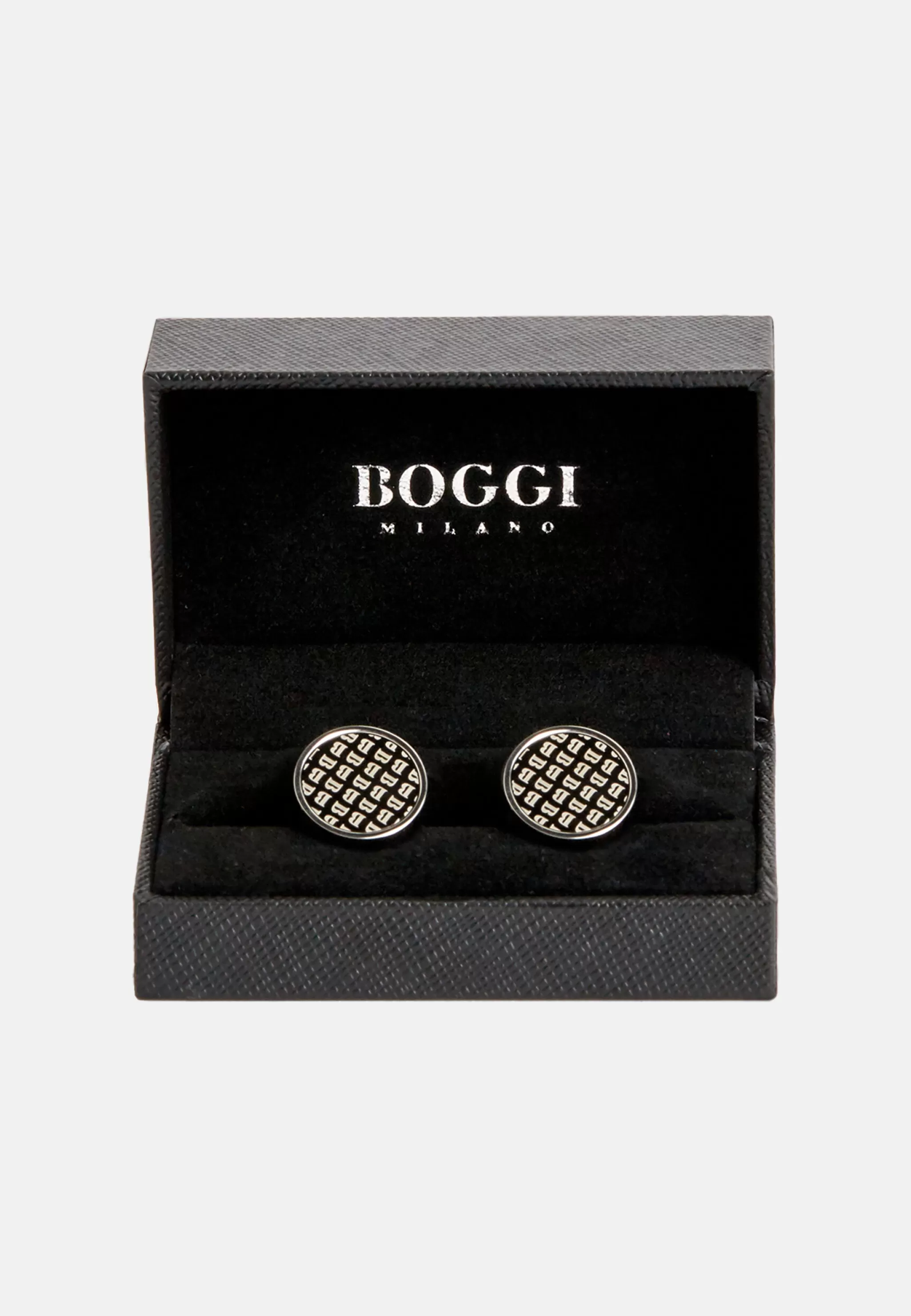 Boggi Milano Boutons De Manchette*Boutons De Manchette De Chemise Ronds Avec Logo Argent