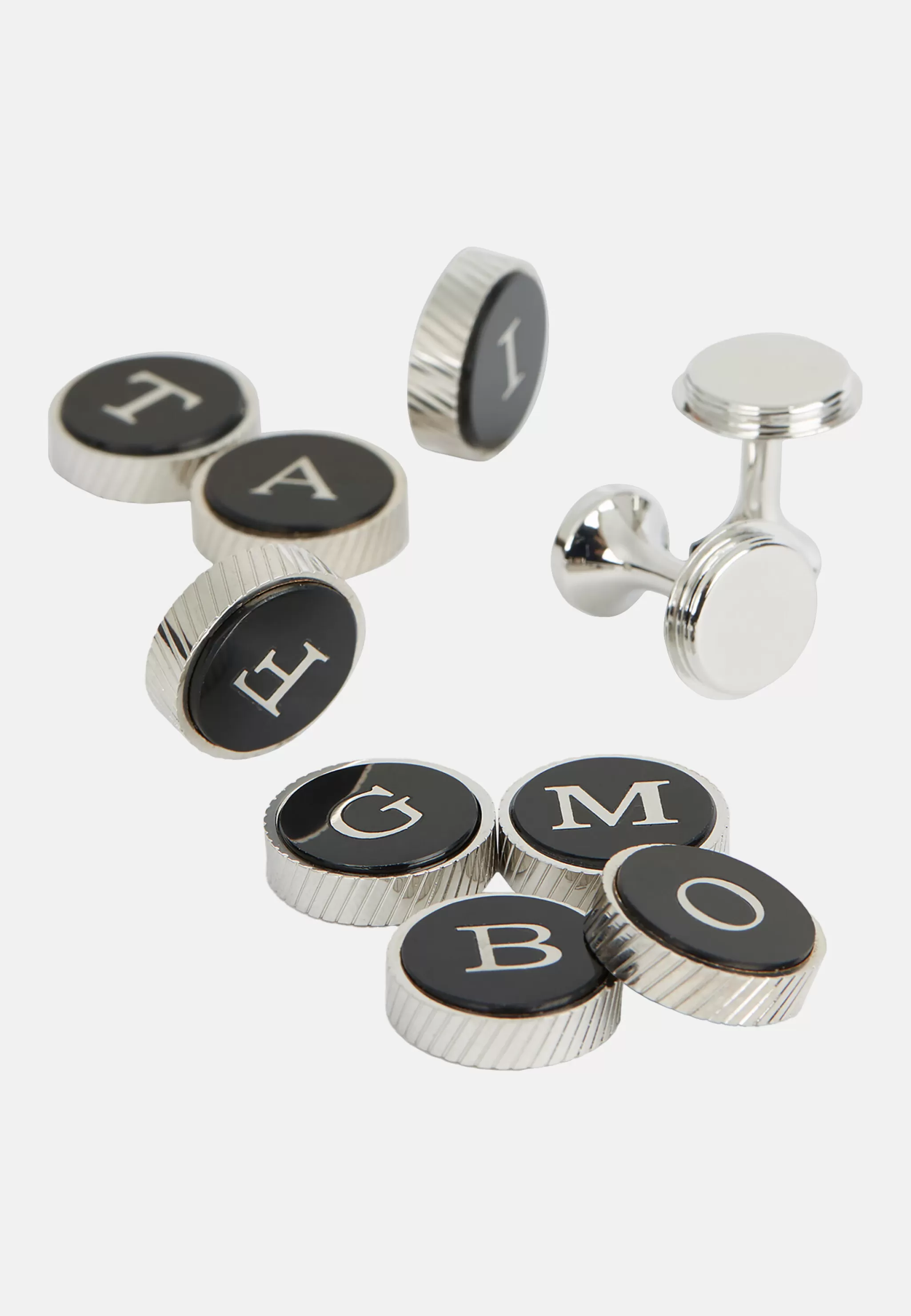 Boggi Milano Boutons De Manchette*Boutons De Manchette Ronds Base Lettre Argent