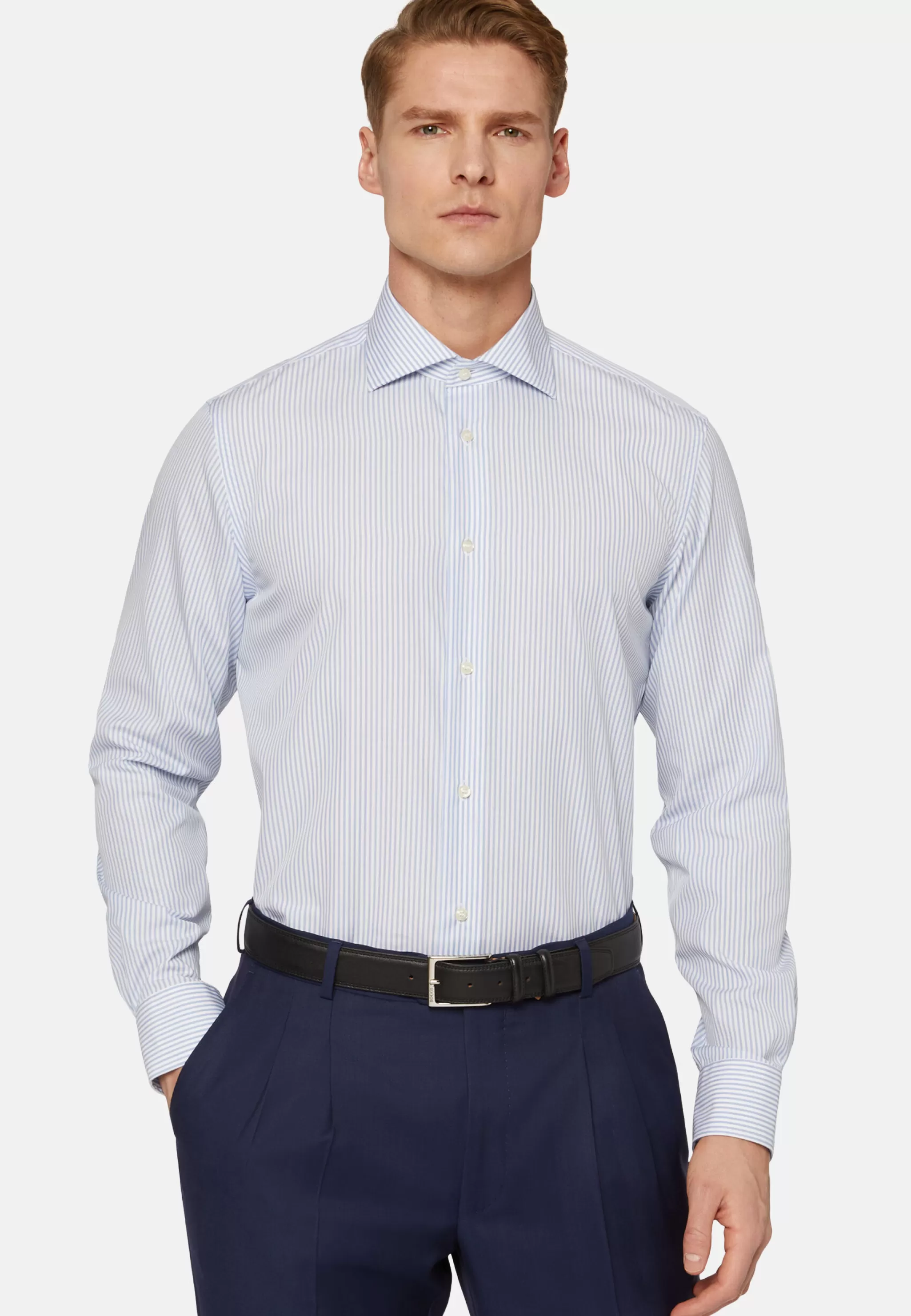 Boggi Milano Chemises Habillées*Chemise À Rayures Bleu Ciel En Coton Slim Fit Bleu clair