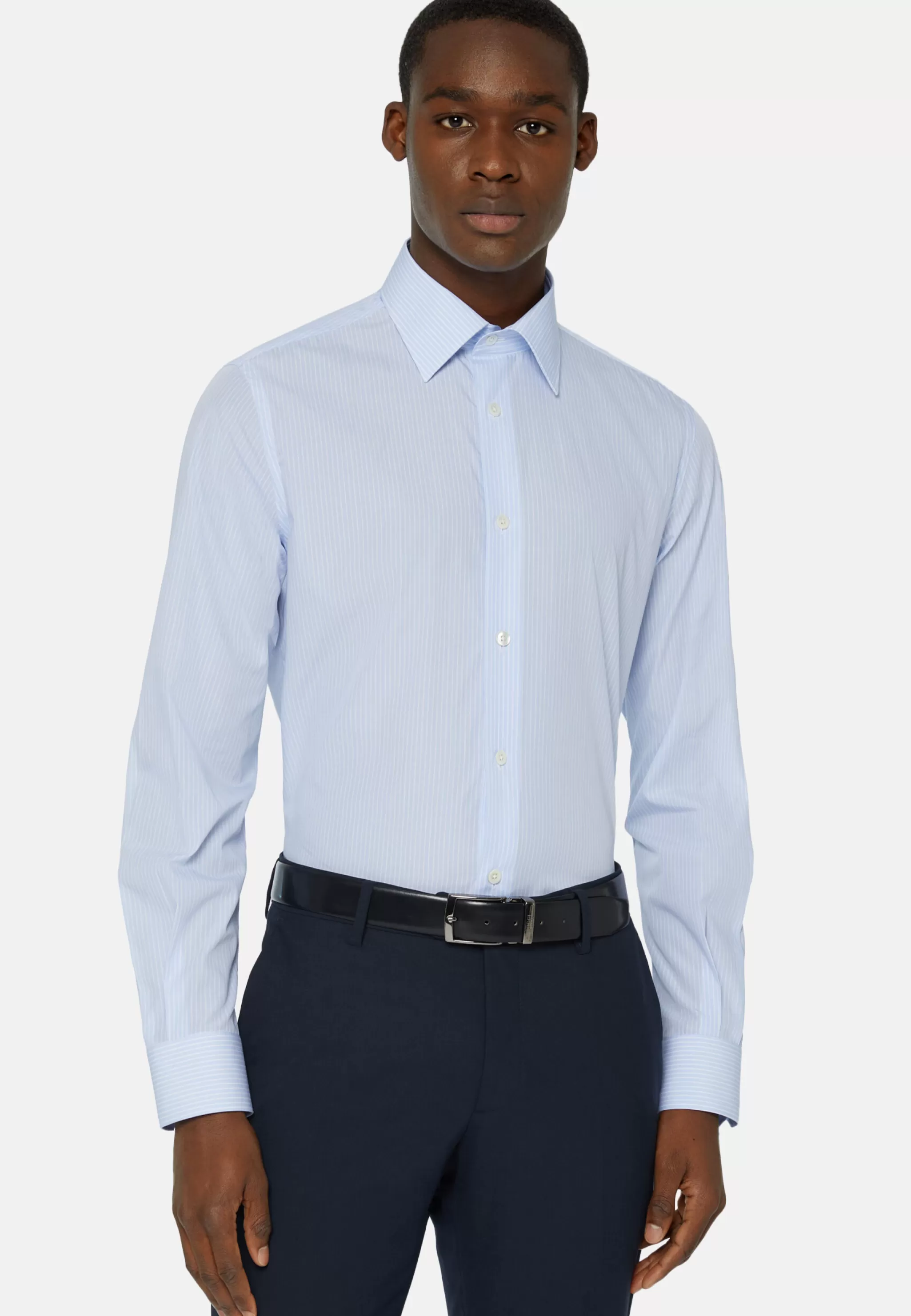 Boggi Milano Chemises Habillées*Chemise À Rayures En Coton Regular Fit Bleu clair