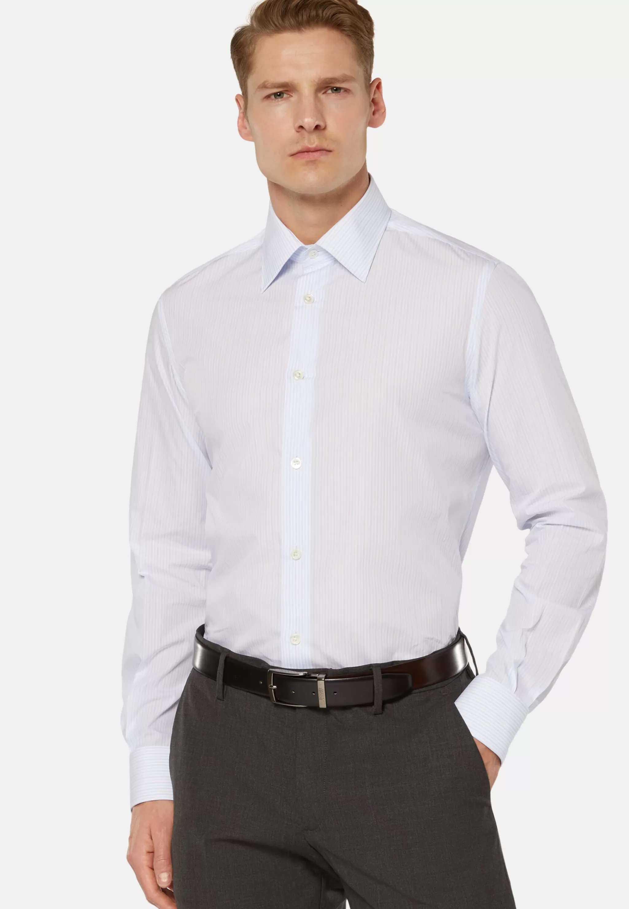 Boggi Milano Chemises Habillées*Chemise À Rayures En Coton Regular Fit Bleu clair