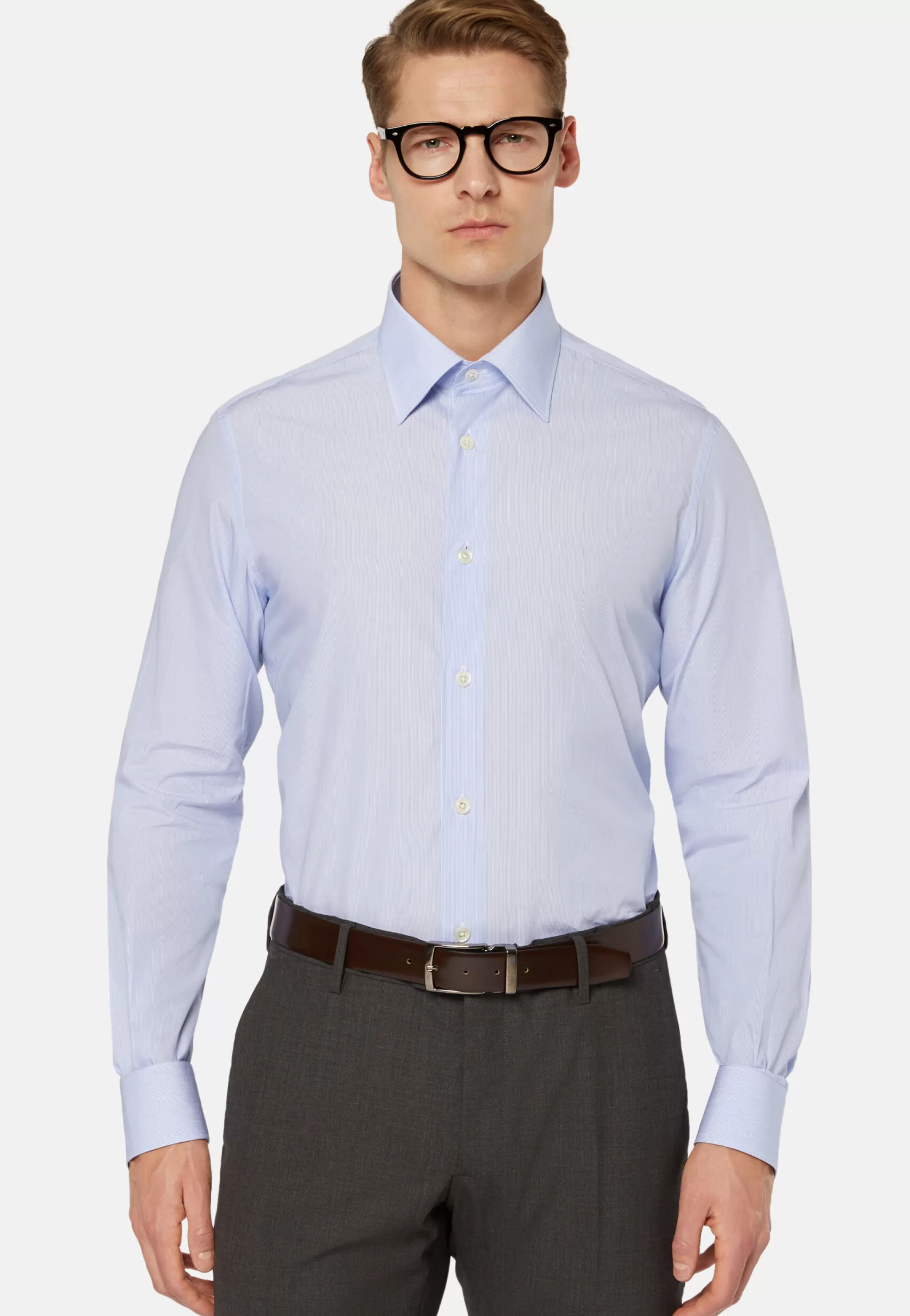 Boggi Milano Chemises Habillées*Chemise À Rayures En Coton Regular Fit Bleu clair