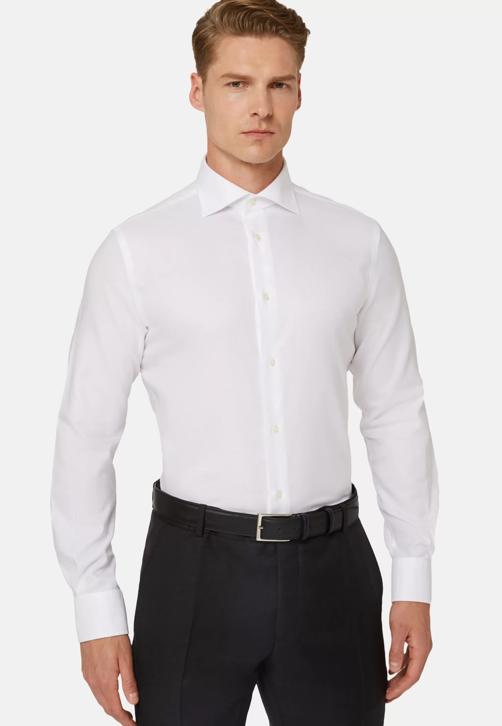 Boggi Milano Chemises Habillées*Chemise Blanche En Coton Dobby Regular Fit