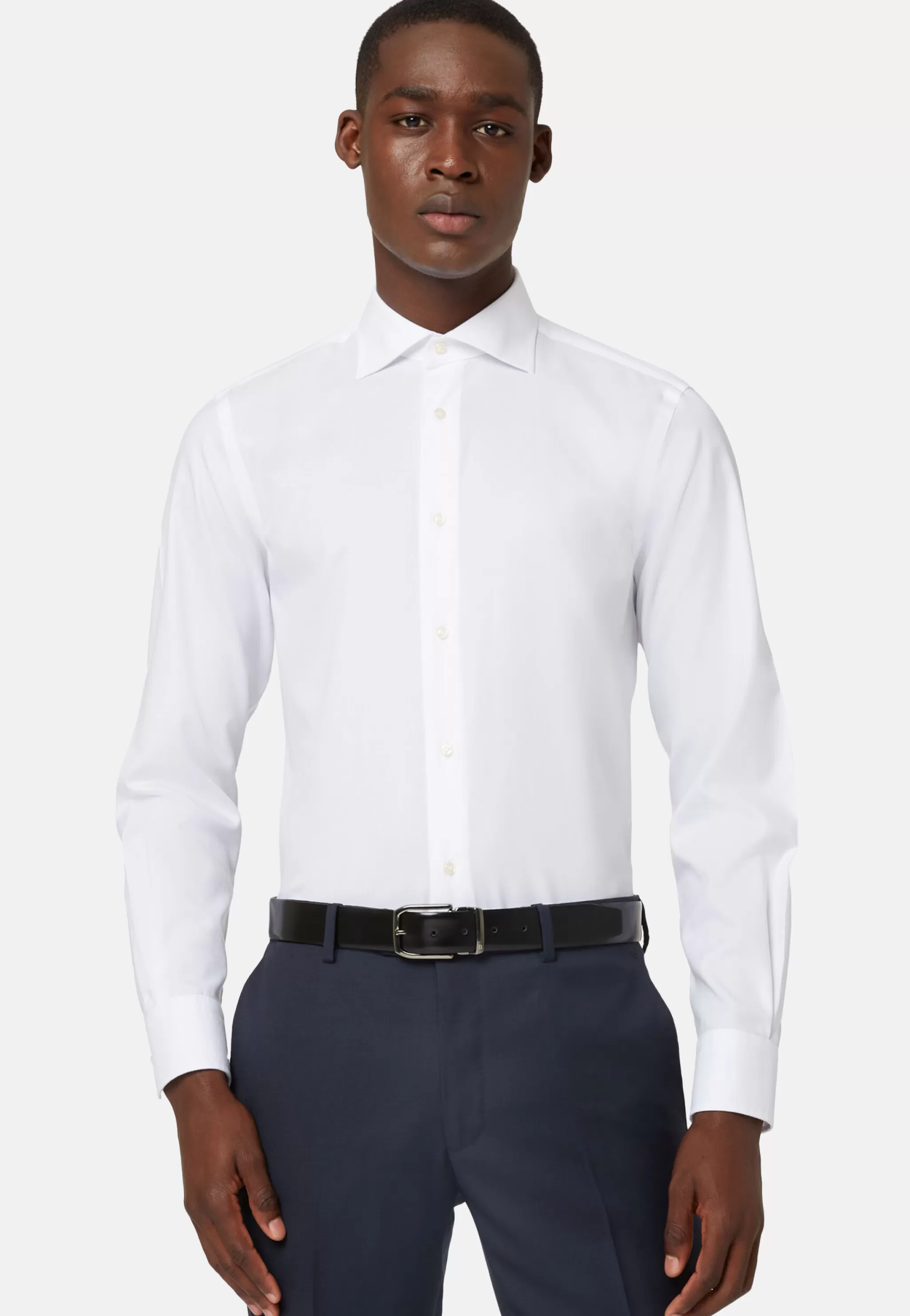 Boggi Milano Chemises Habillées*Chemise Blanche En Sergé De Coton Slim Fit