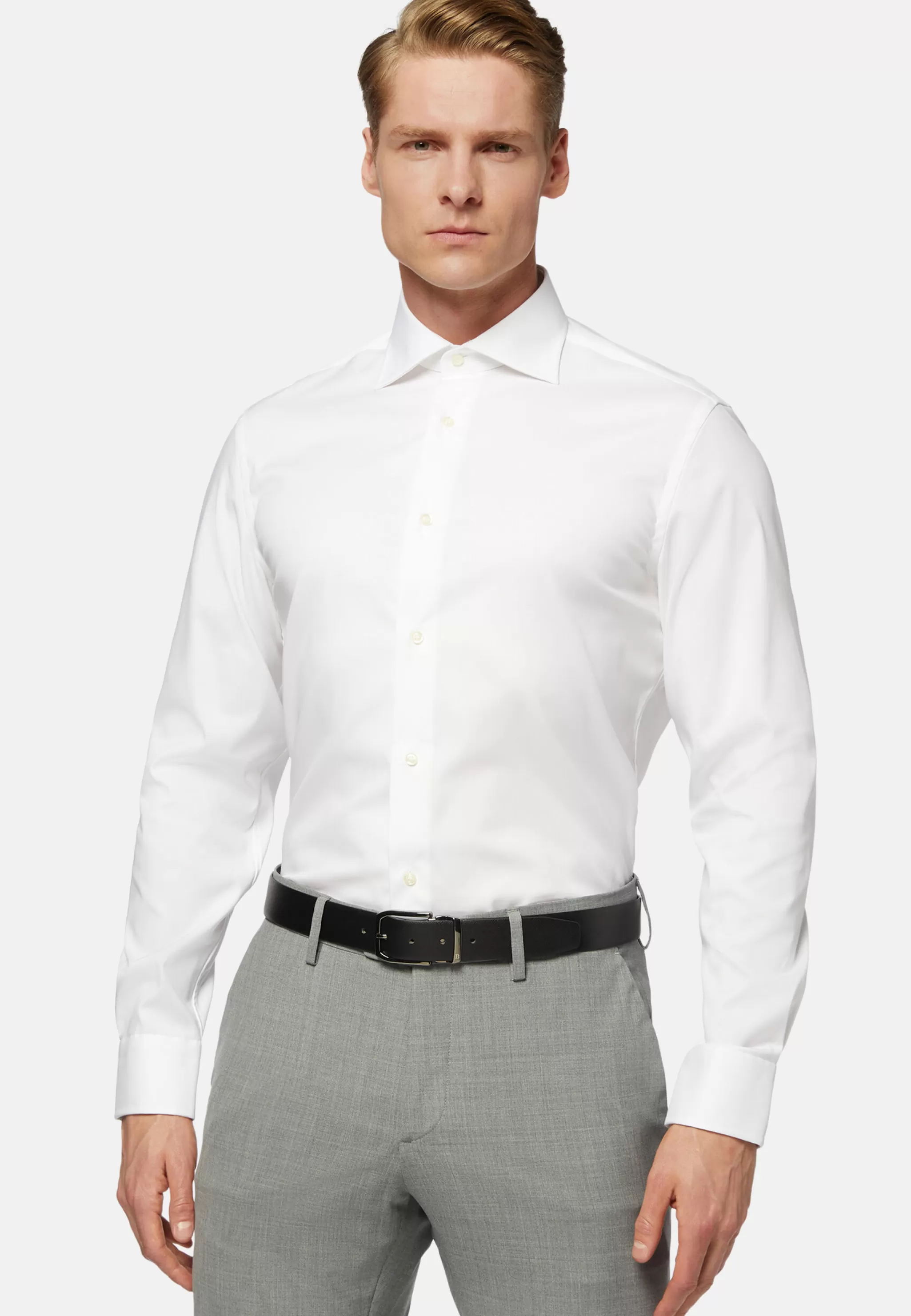 Boggi Milano Chemises Habillées*Chemise Blanche Pin Point En Coton Slim Fit