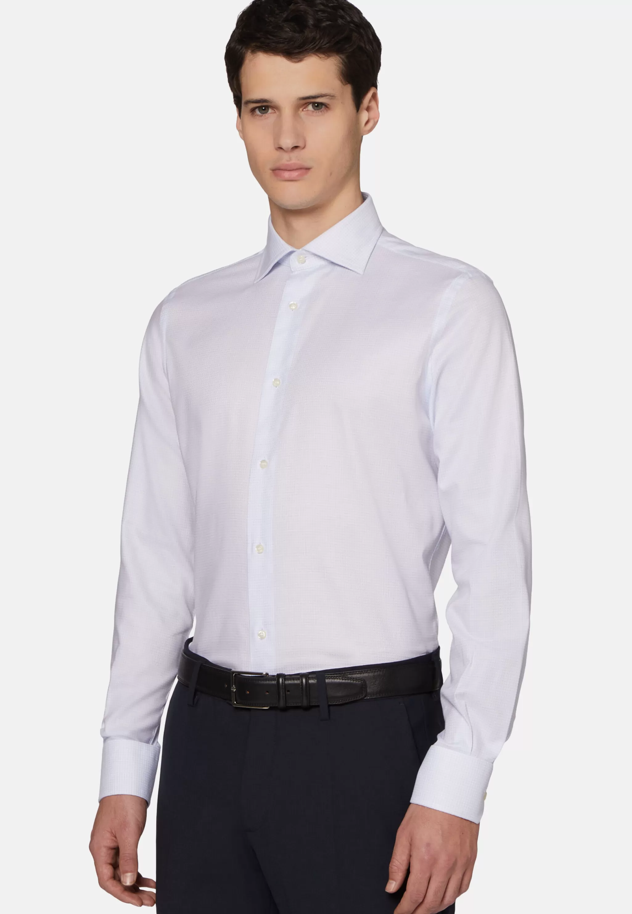 Boggi Milano Chemises Habillées*Chemise En Coton Dobby Coupe Droite Bleu clair