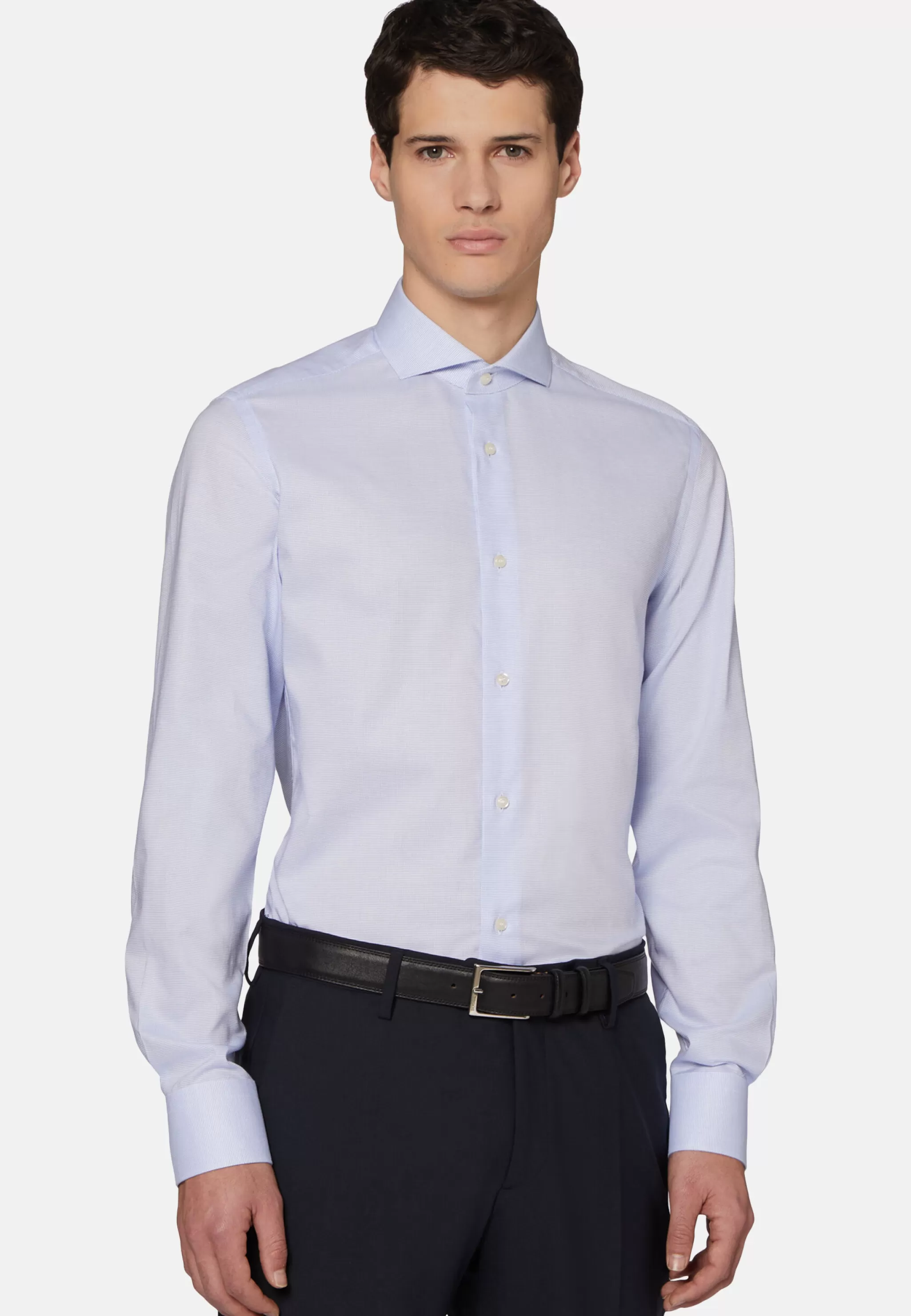 Boggi Milano Chemises Habillées*Chemise En Coton Dobby Slim Fit Bleu clair