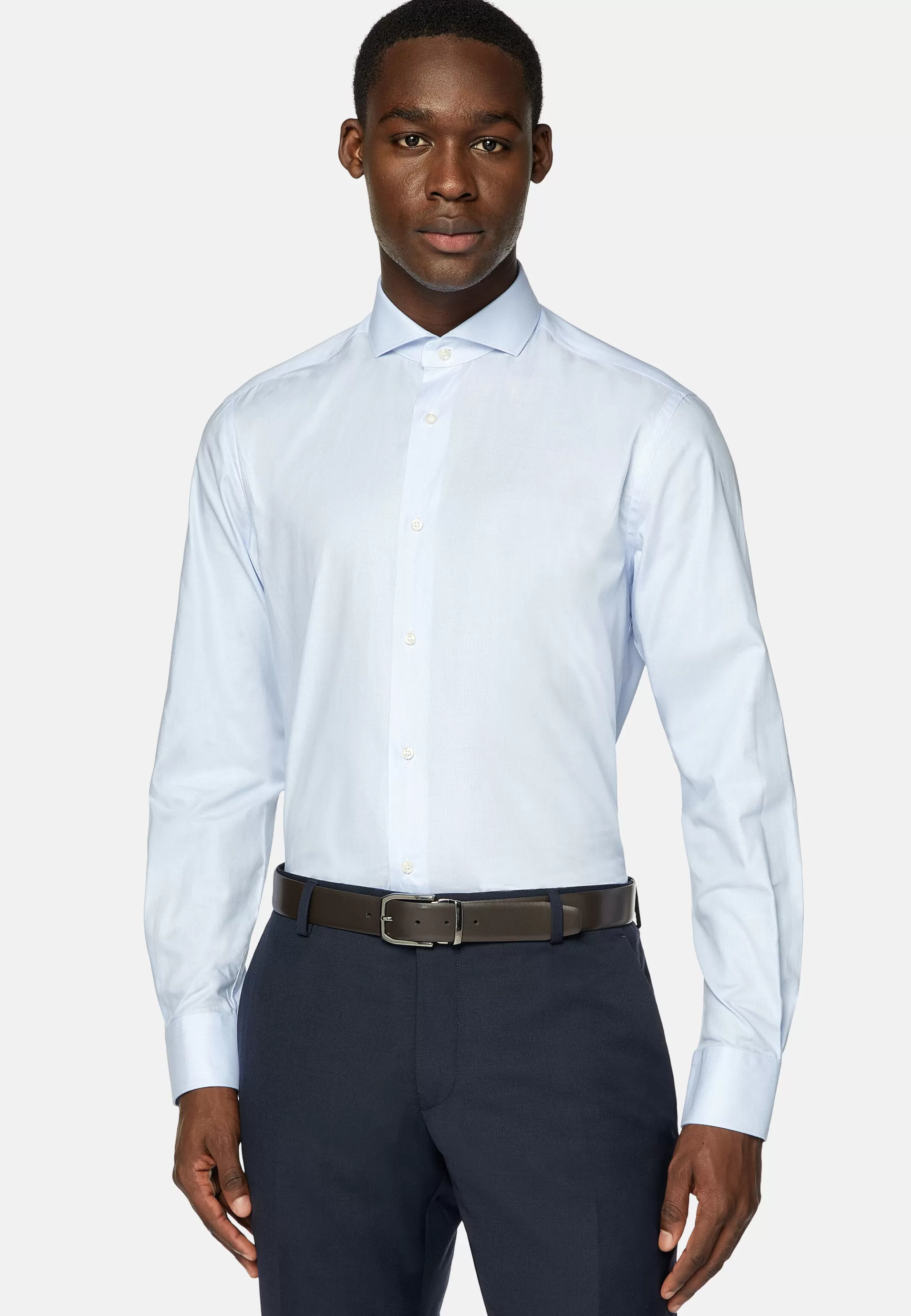 Boggi Milano Chemises Habillées*Chemise En Coton Dobby Slim Fit Bleu clair