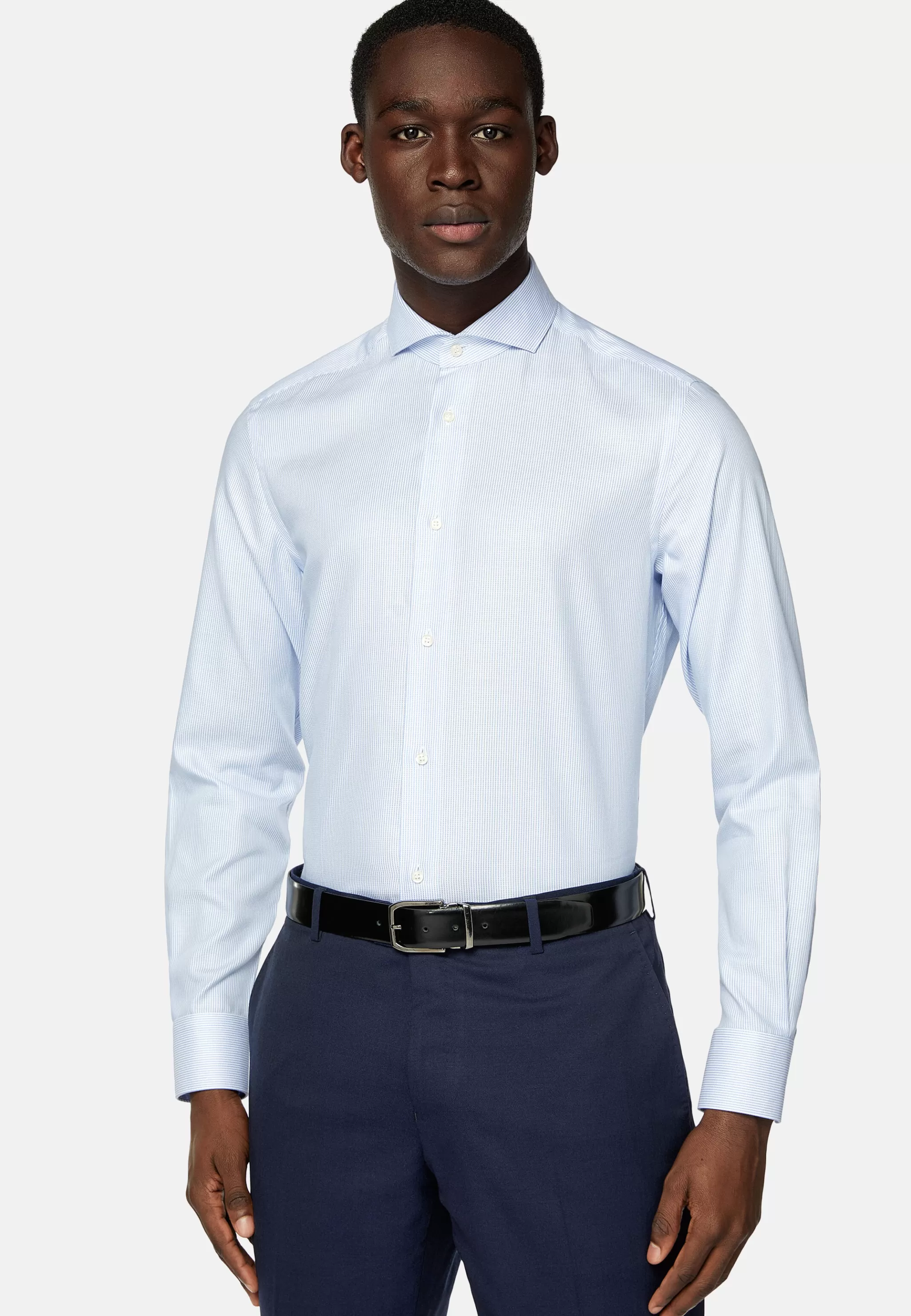 Boggi Milano Chemises Habillées*Chemise En Coton Dobby Slim Fit Bleu clair