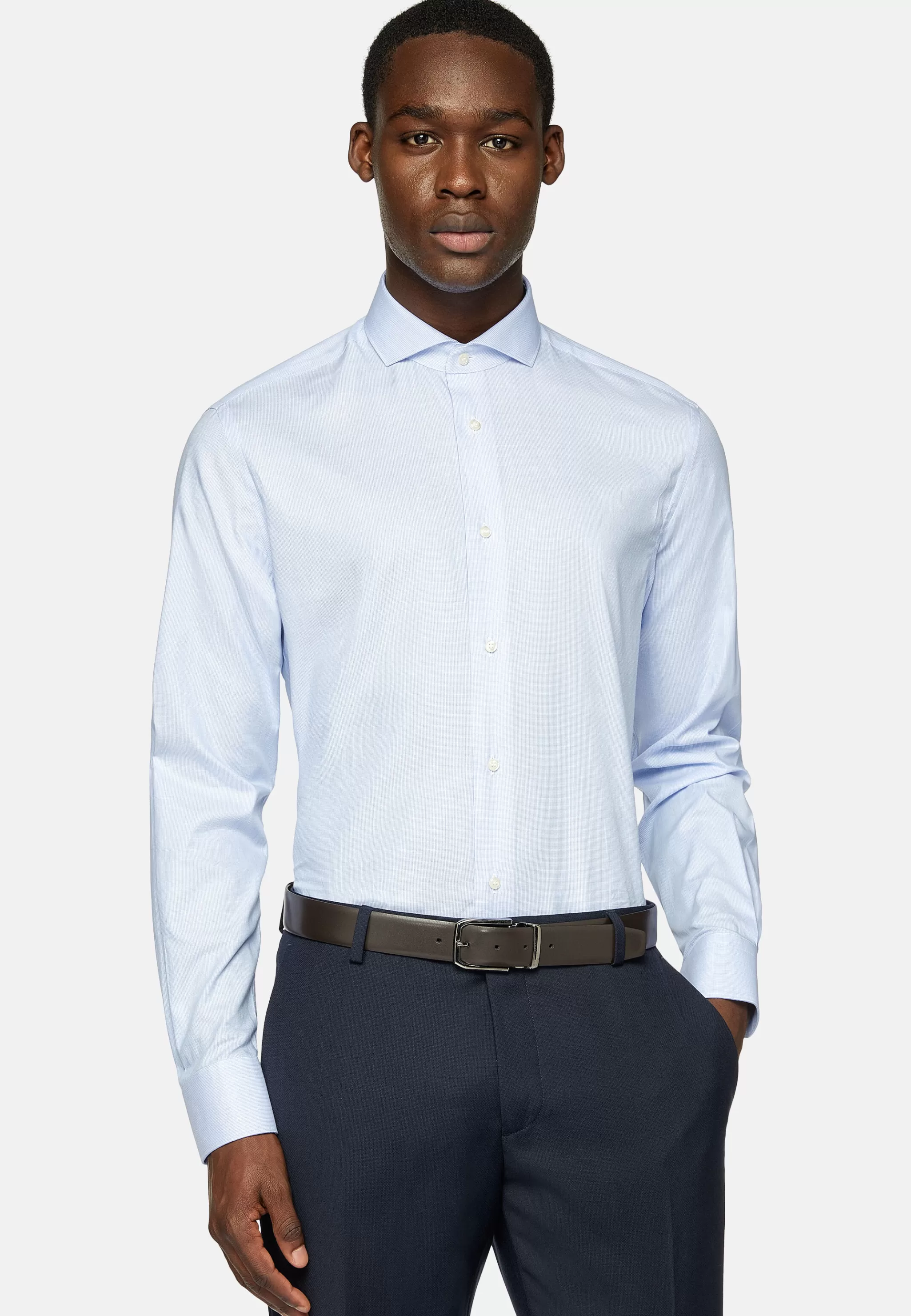 Boggi Milano Chemises Habillées*Chemise En Coton Dobby Slim Fit Bleu clair