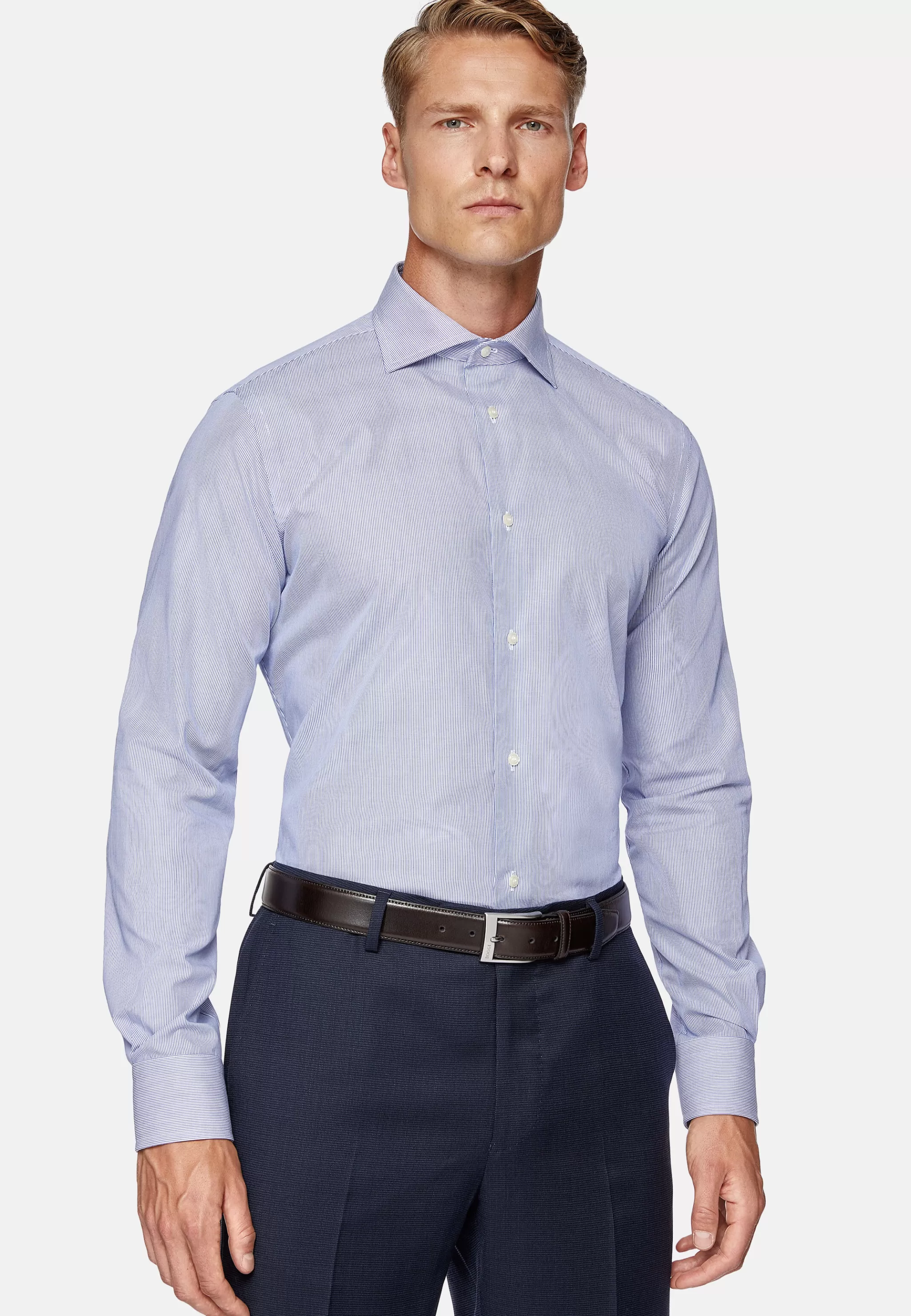 Boggi Milano Chemises Habillées*Chemise En Coton Pinpoint Regular Fit Bleu