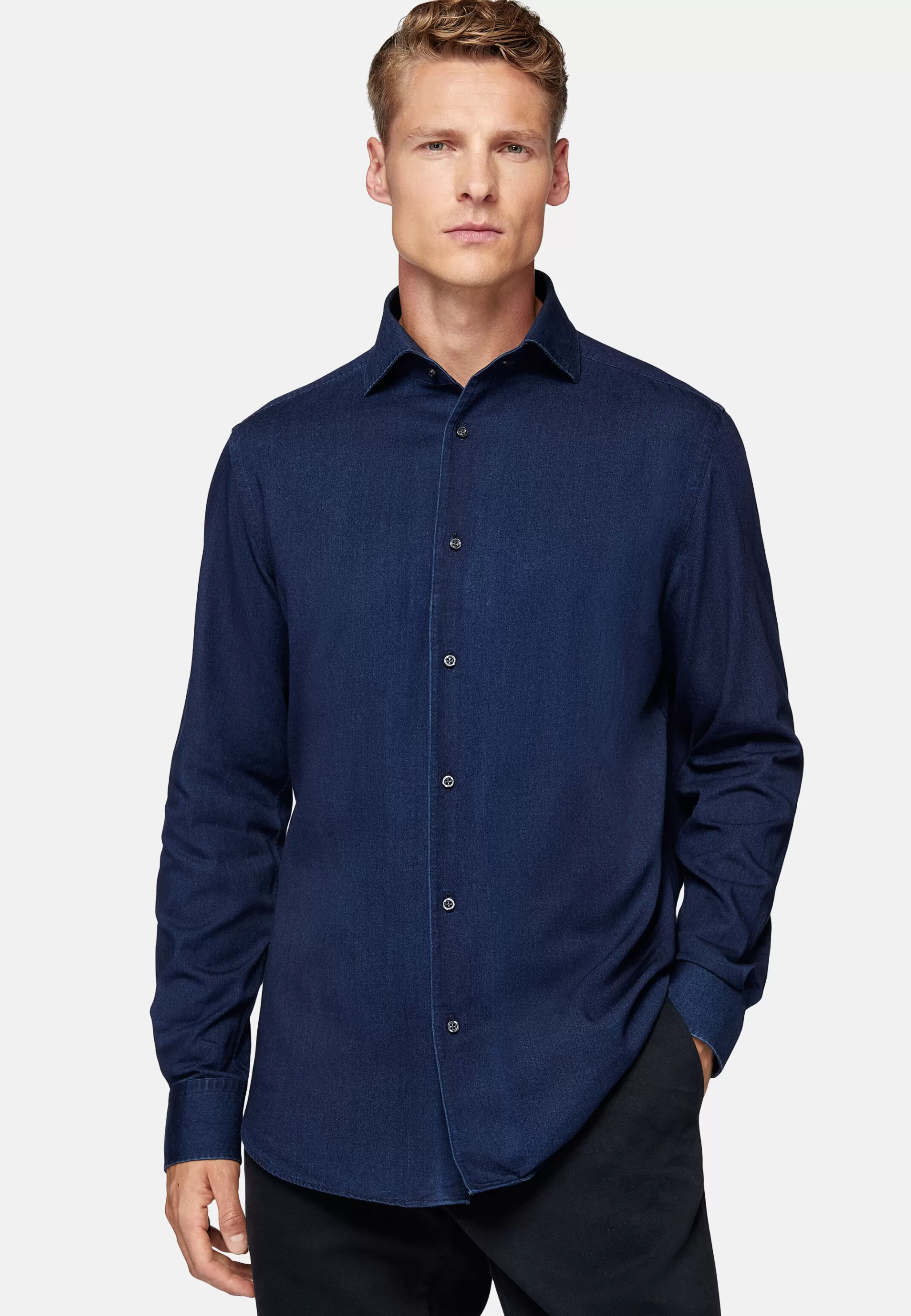 Boggi Milano Chemises Décontractée*Chemise En Denim De Coton Regular Fit Indigo