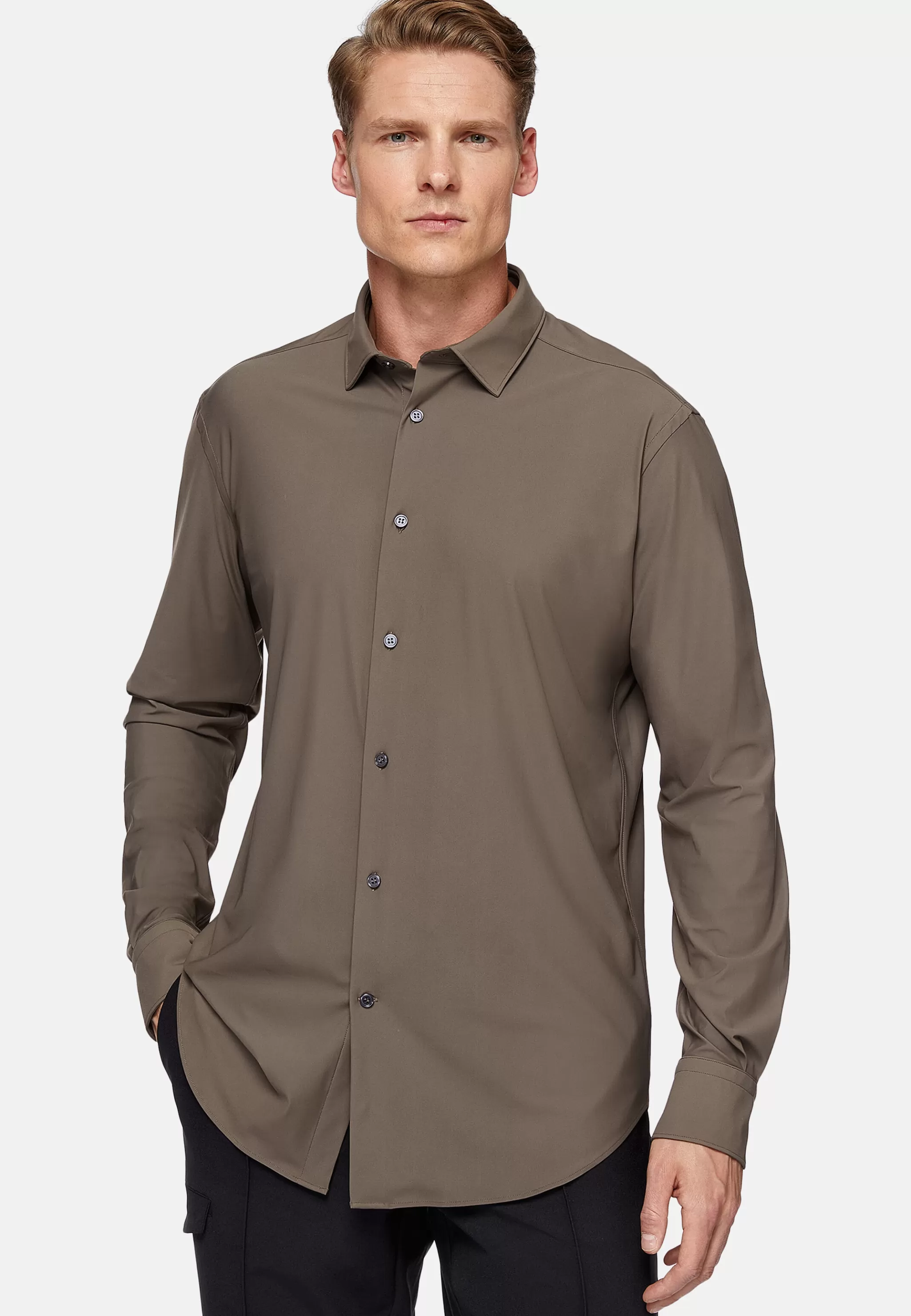 Boggi Milano Chemises Décontractée*Chemise En Nylon Extensible Slim Fit Taupe