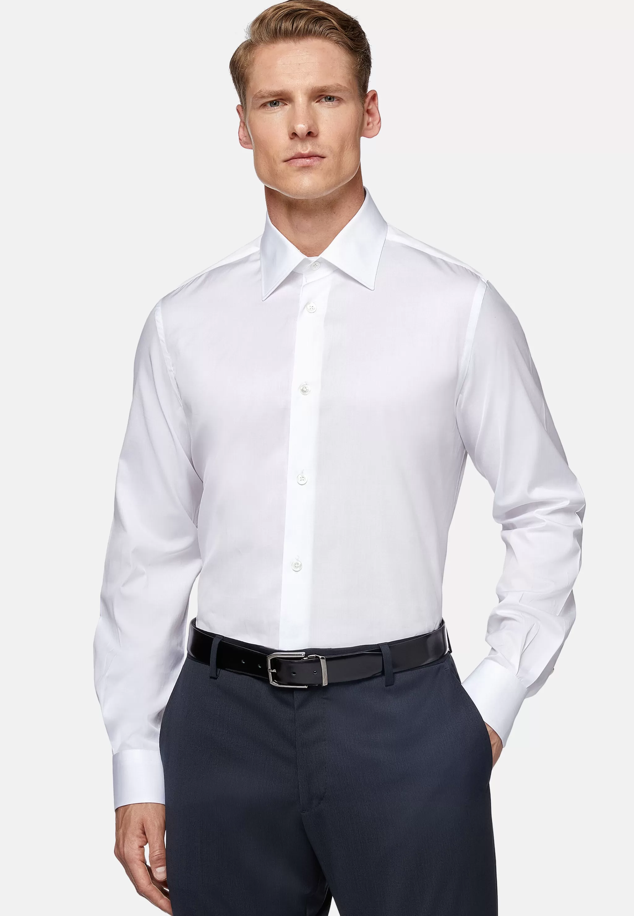 Boggi Milano Chemises Habillées*Chemise En Sergé De Coton Regular Fit Blanc