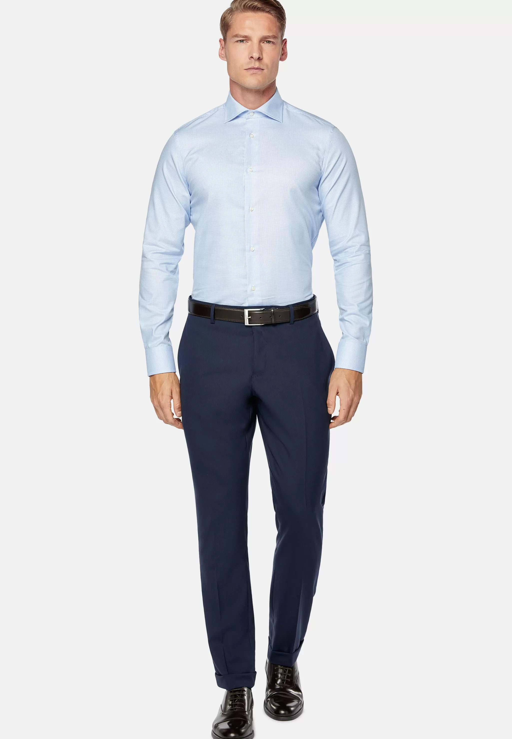 Boggi Milano Chemises Habillées*Chemise En Sergé De Coton Slim Fit Bleu clair