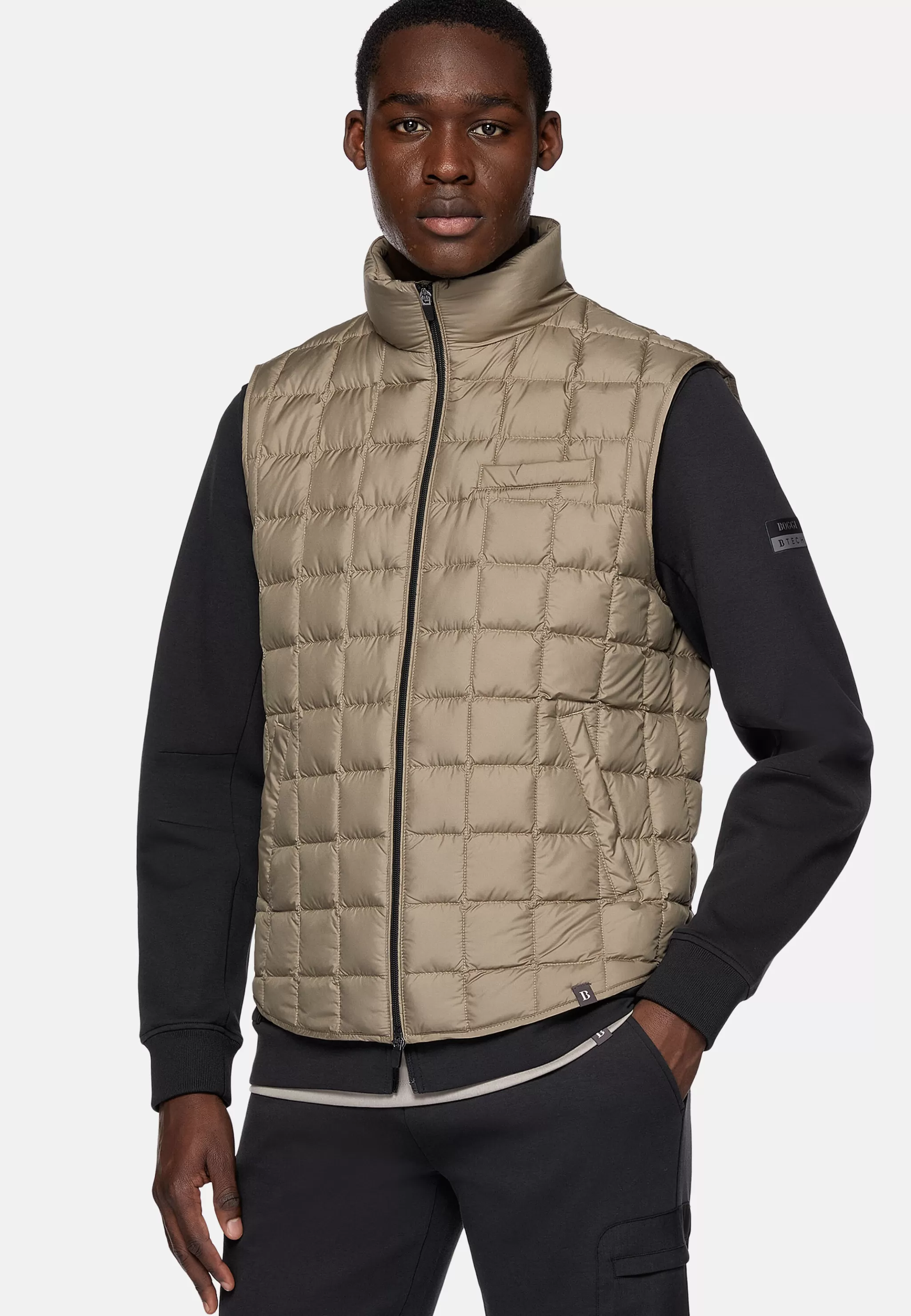 Boggi Milano Blousons*Gilet En Tissu Technique De Plume D'Oie