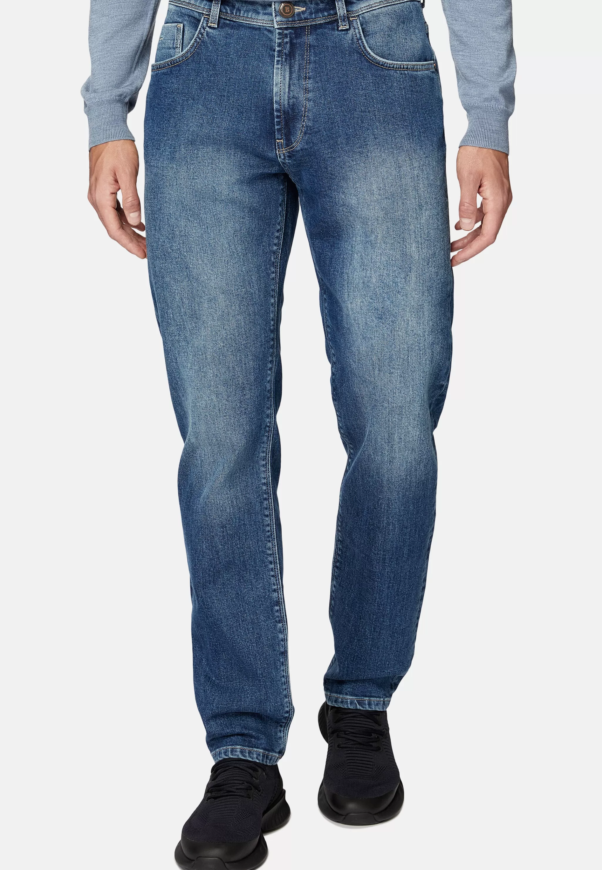 Boggi Milano Jeans*Jean En Denim Extensible Bleu À Délavage Moyen Bleu clair