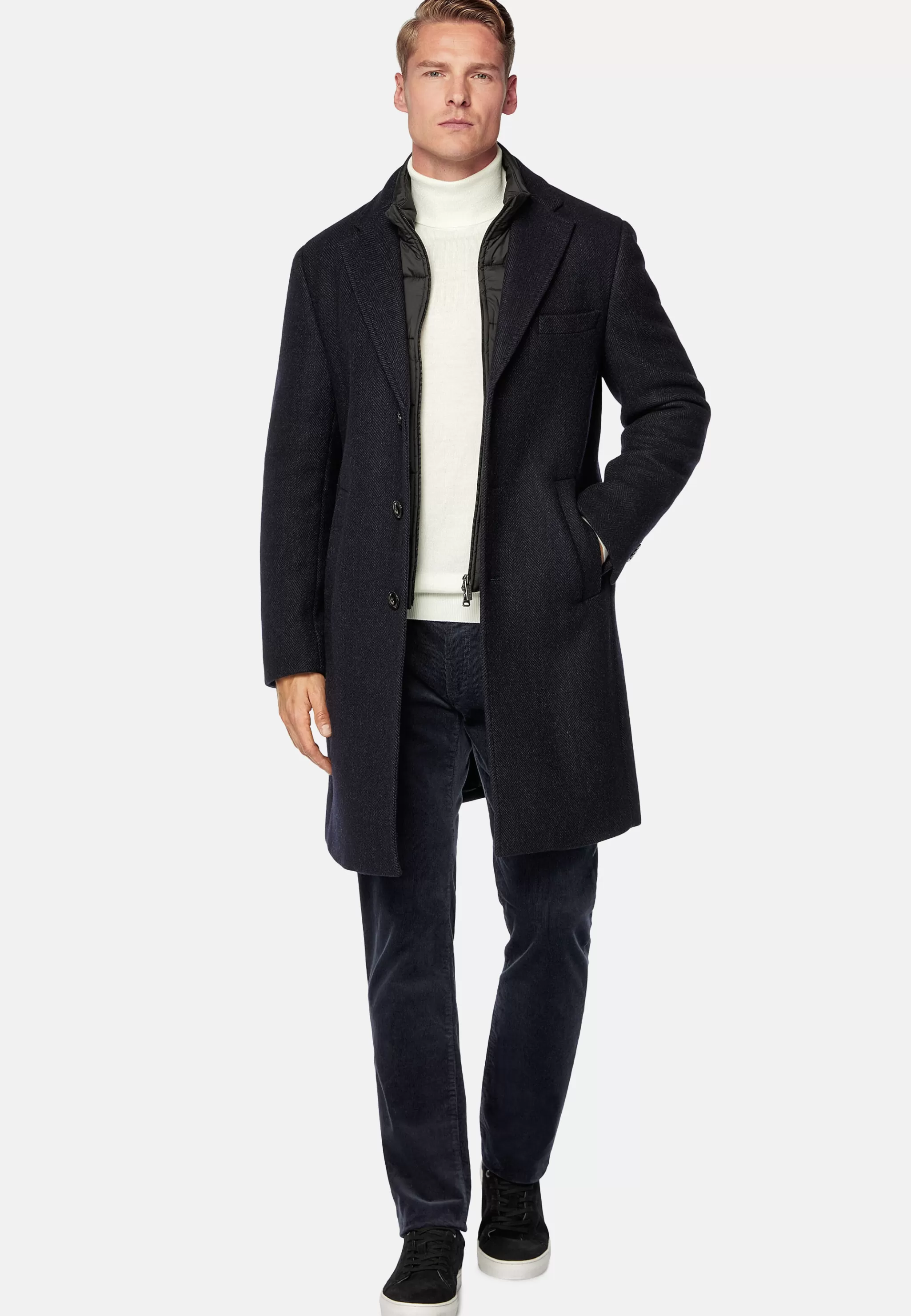 Boggi Milano Manteaux*Manteau Avec Gilet En Cachemire Mélangé bleu marine