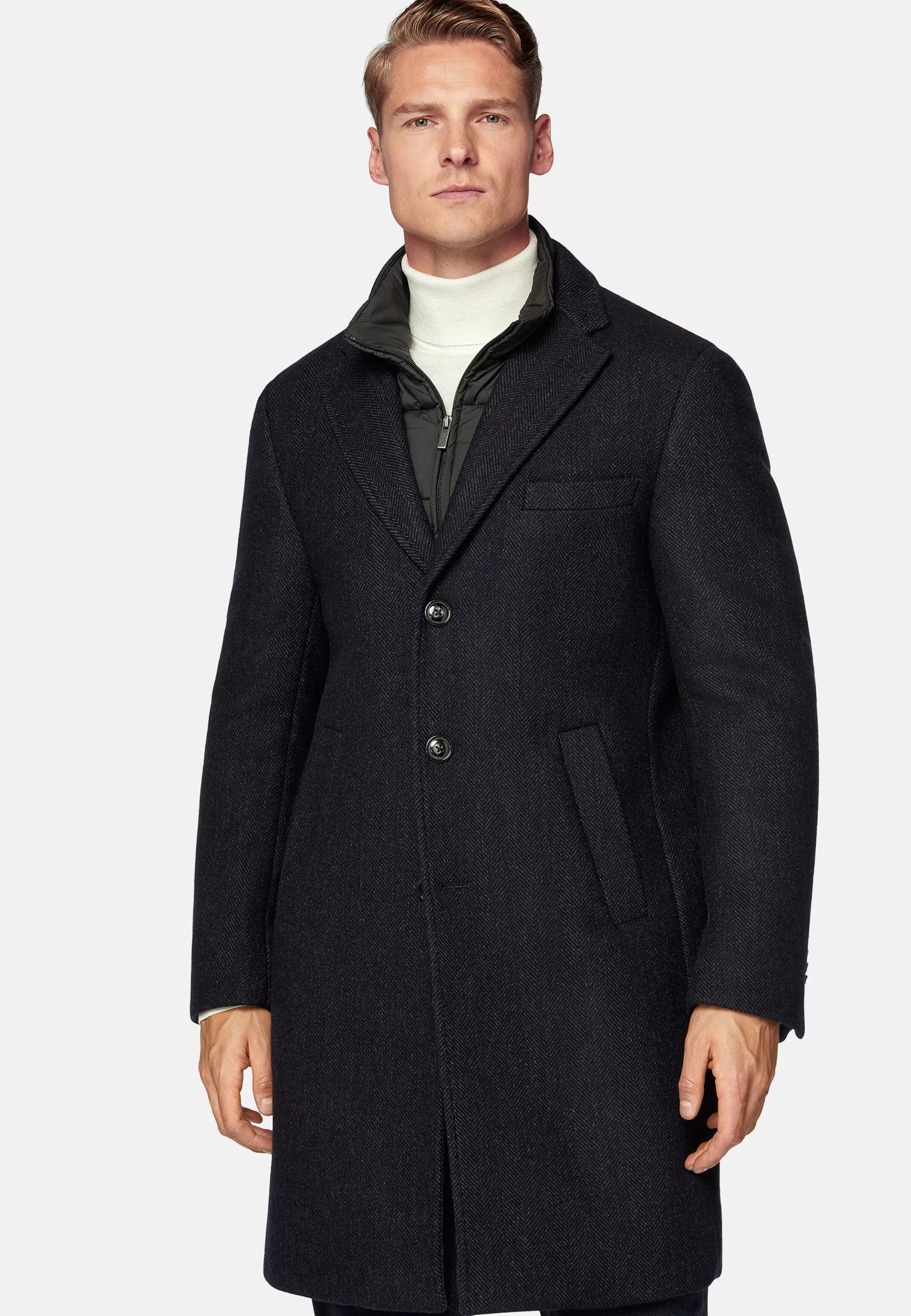 Boggi Milano Manteaux*Manteau Avec Gilet En Cachemire Mélangé bleu marine