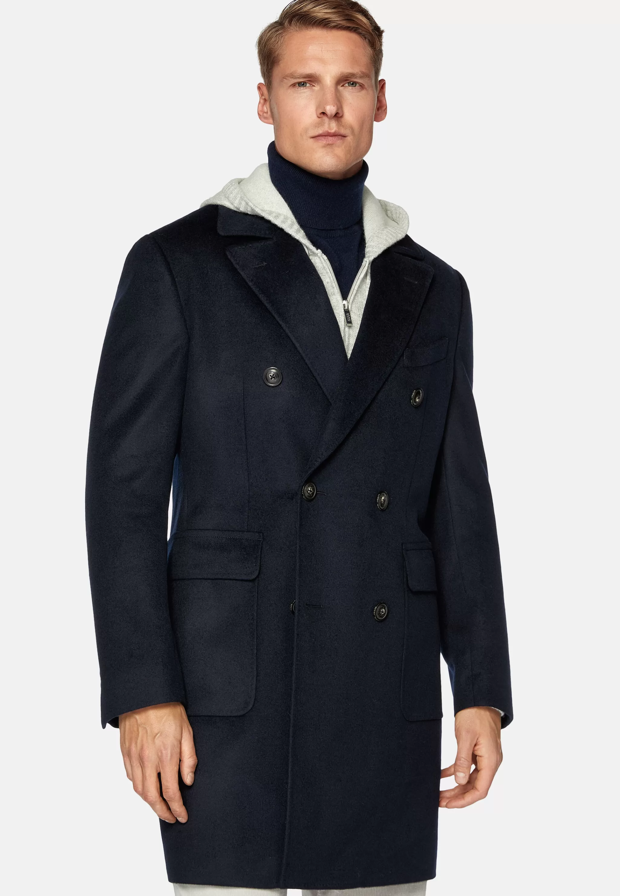 Boggi Milano Manteaux*Manteau Croisé En Laine bleu marine