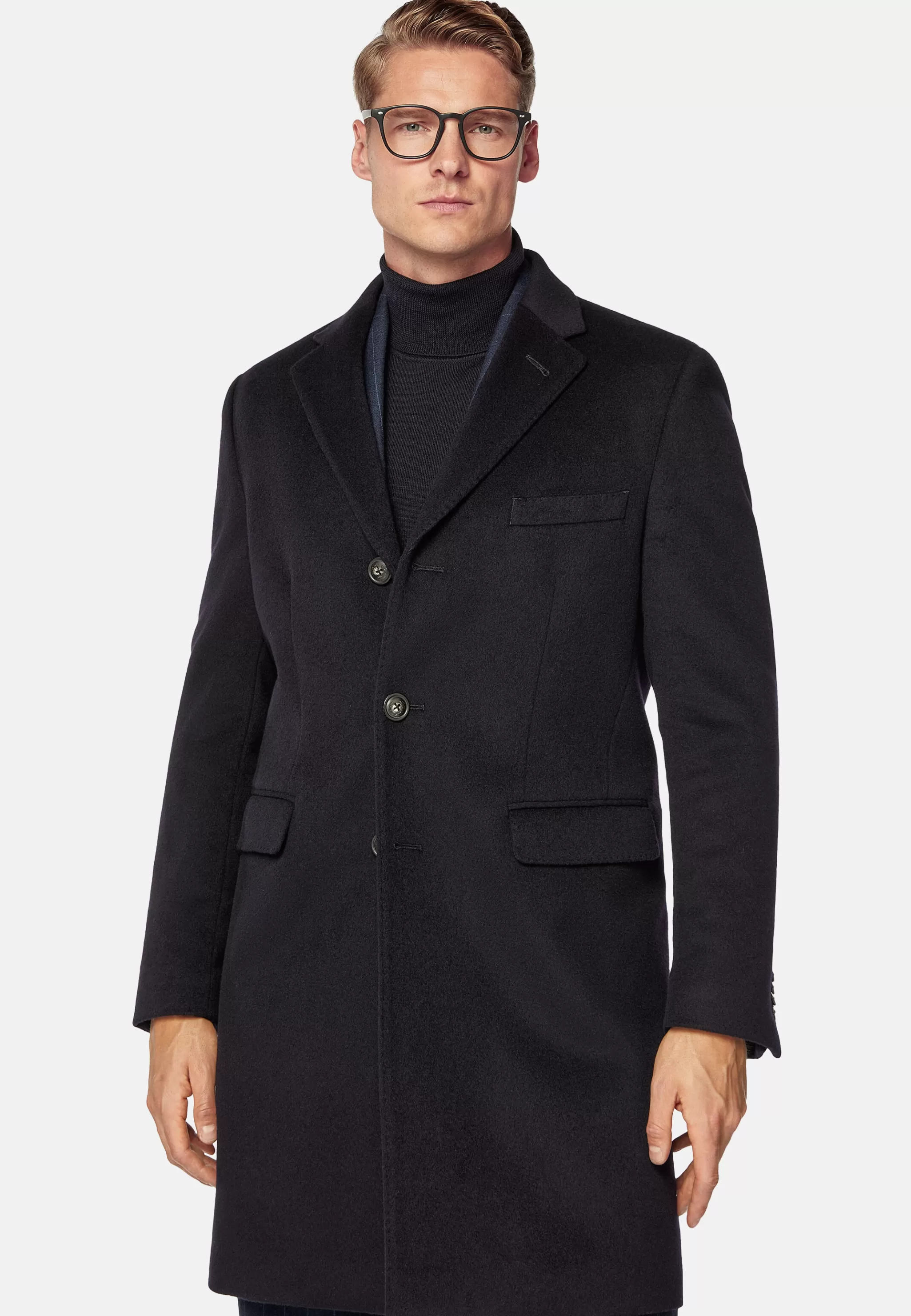 Boggi Milano Manteaux*Manteau Droit En Cachemire Mélangé bleu marine