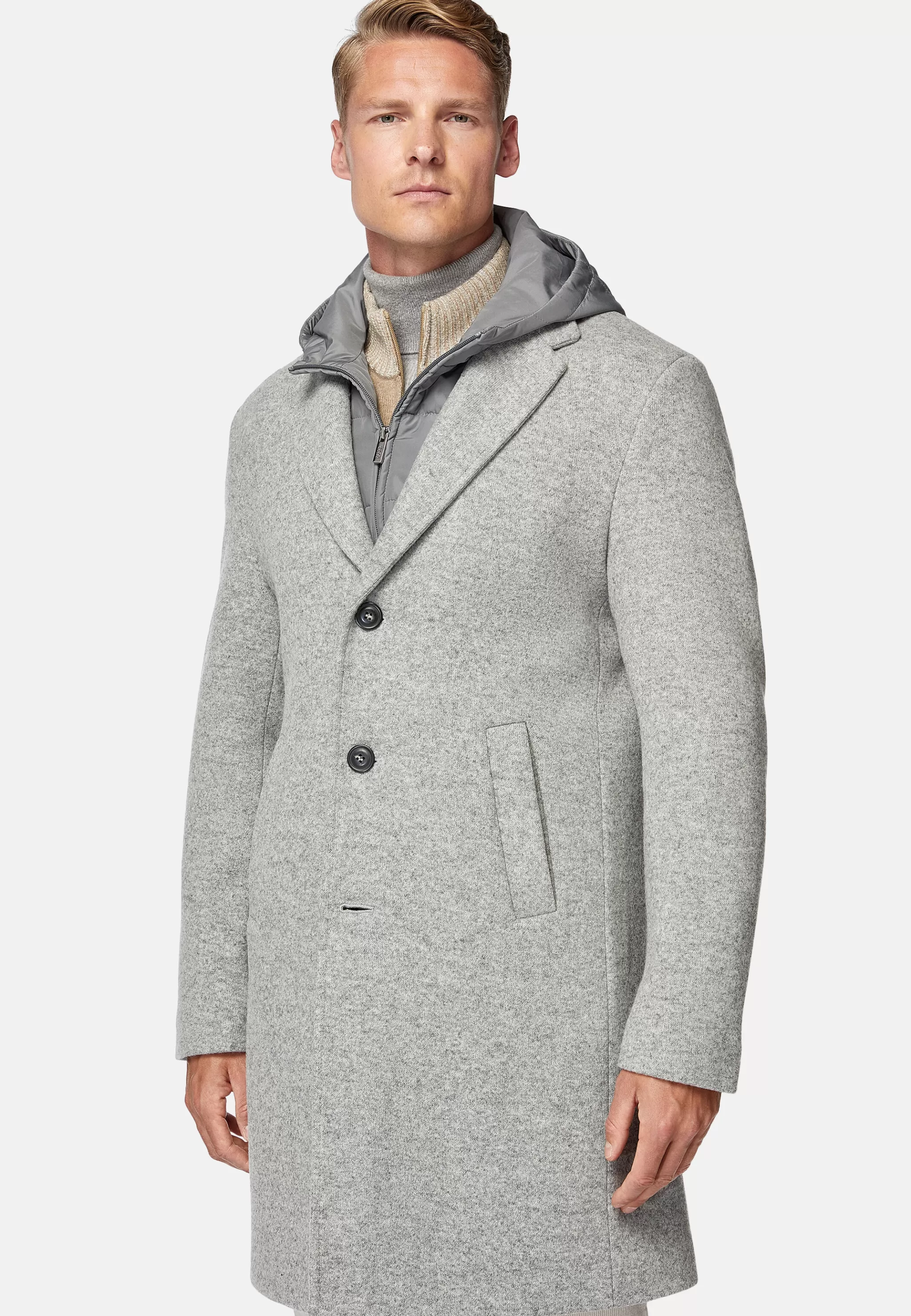 Boggi Milano Manteaux*Manteau En Jersey De Laine Avec Plastron