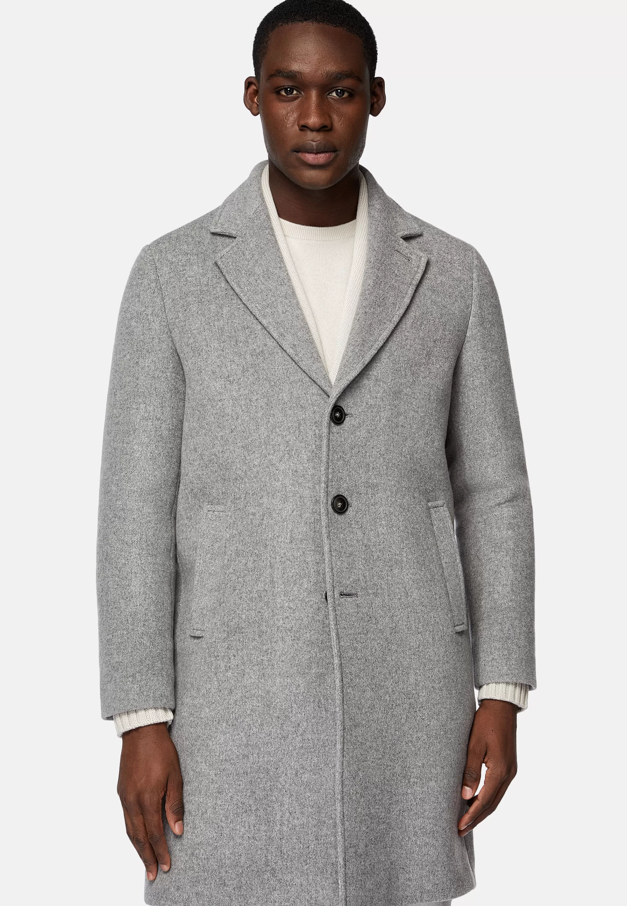 Boggi Milano Manteaux*Manteau En Laine À Simple Boutonnage Gris