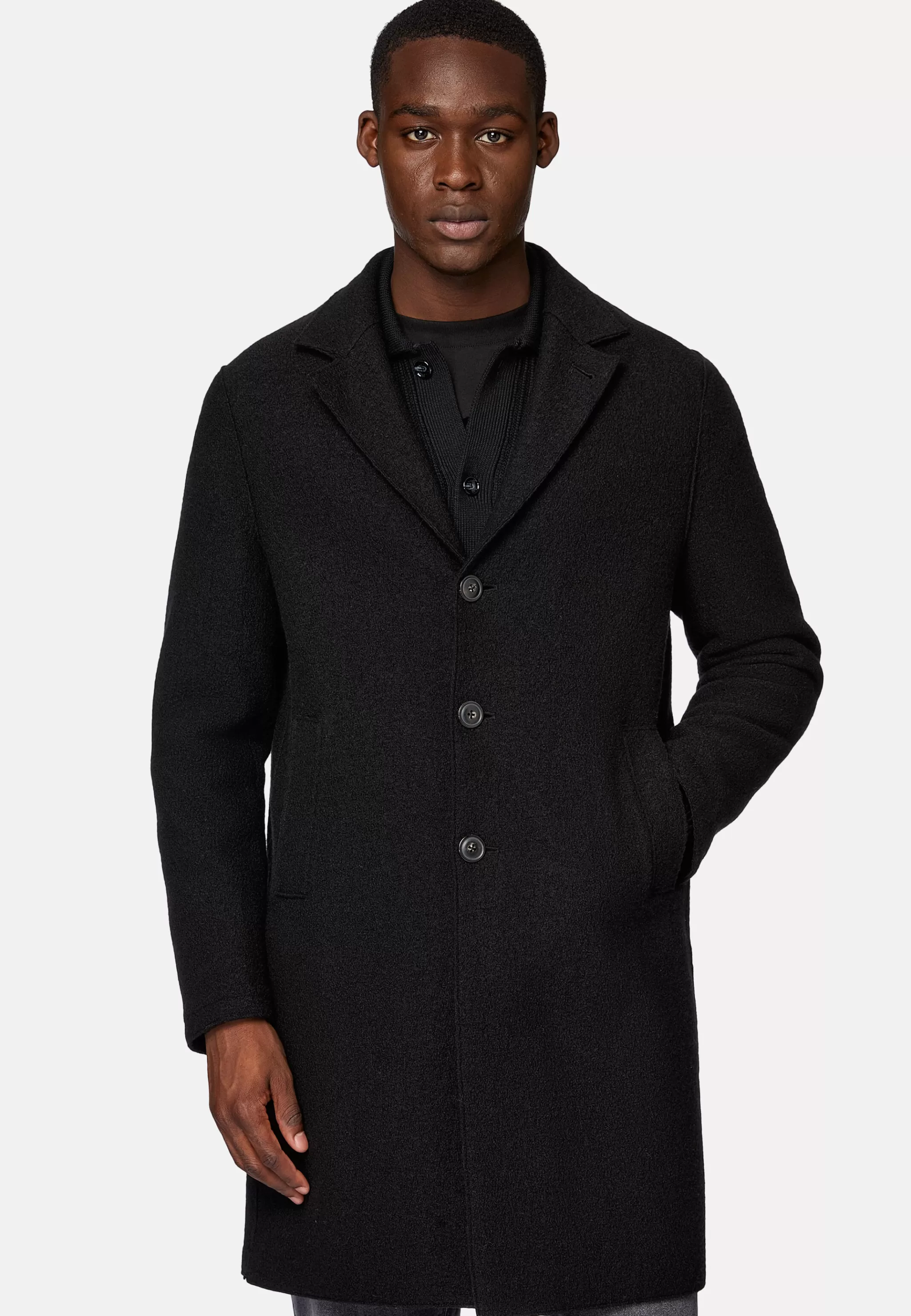 Boggi Milano Manteaux*Manteau En Laine À Simple Boutonnage Noir