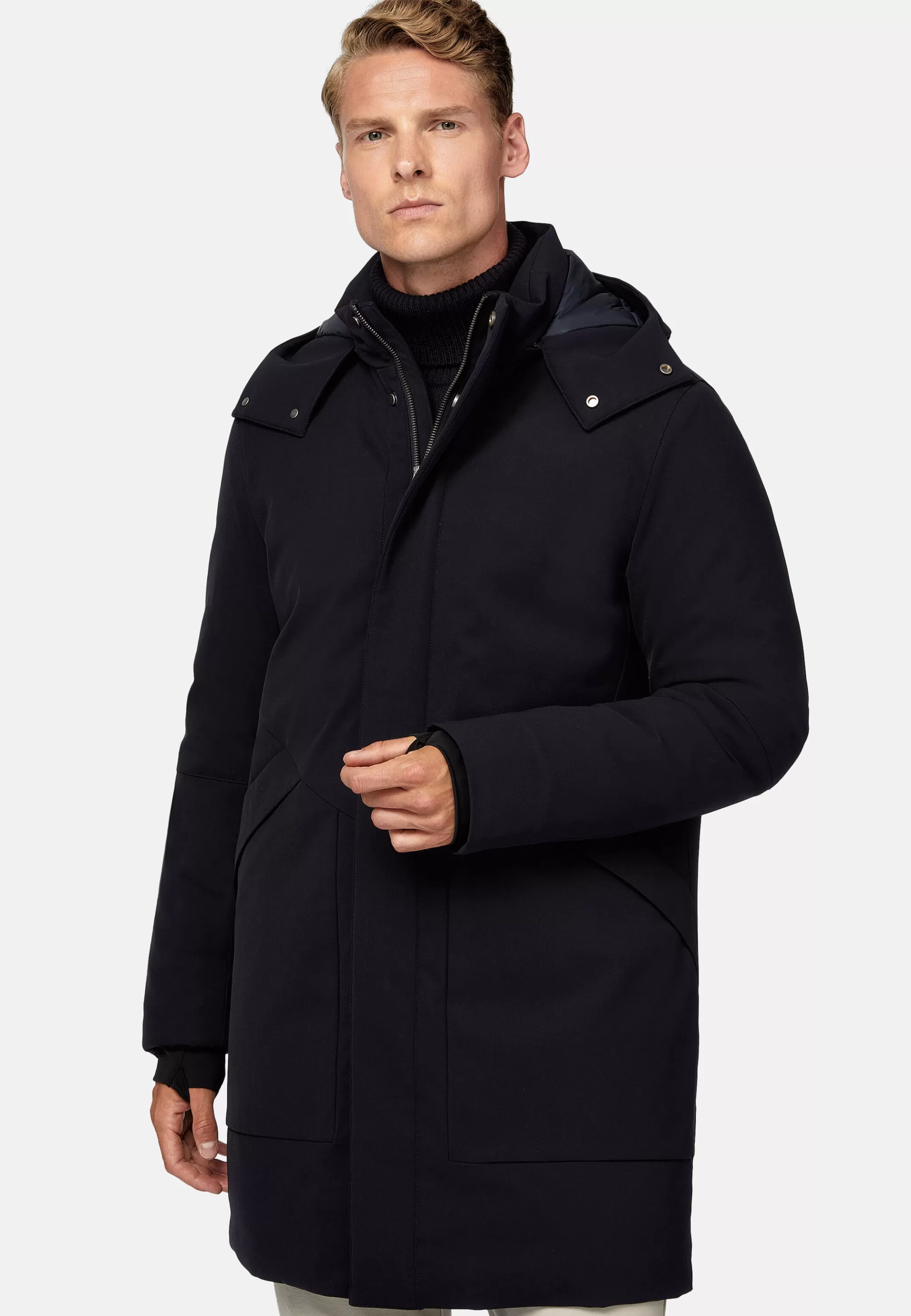 Boggi Milano Blousons*Parka En Tissu Technique Rembourré bleu marine