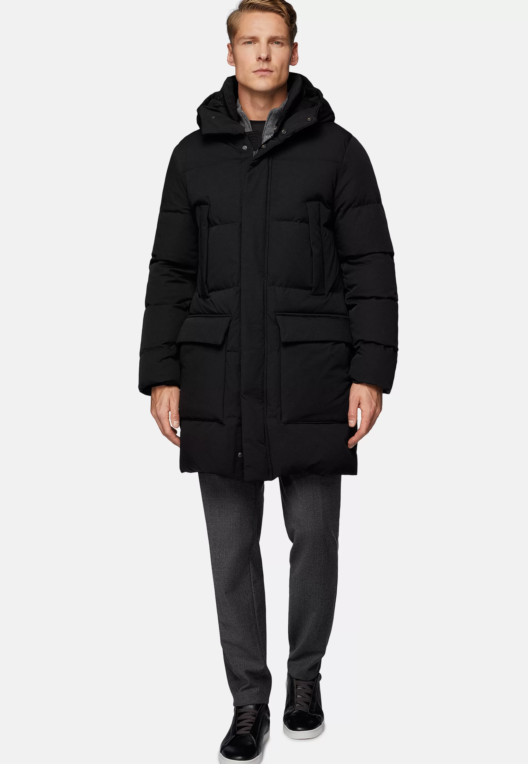 Boggi Milano Blousons*Parka Technique En Duvet Noir