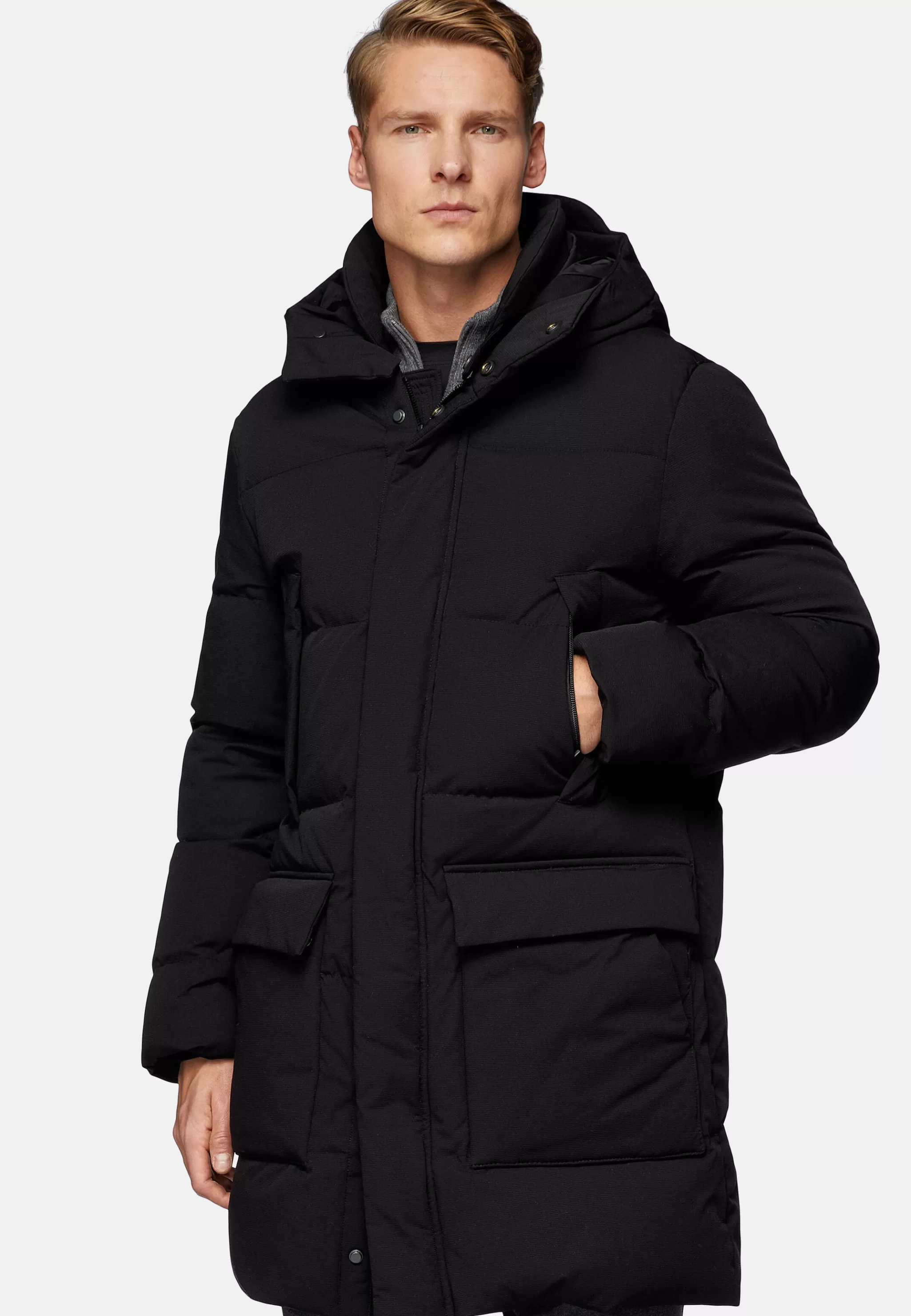 Boggi Milano Blousons*Parka Technique En Duvet Noir