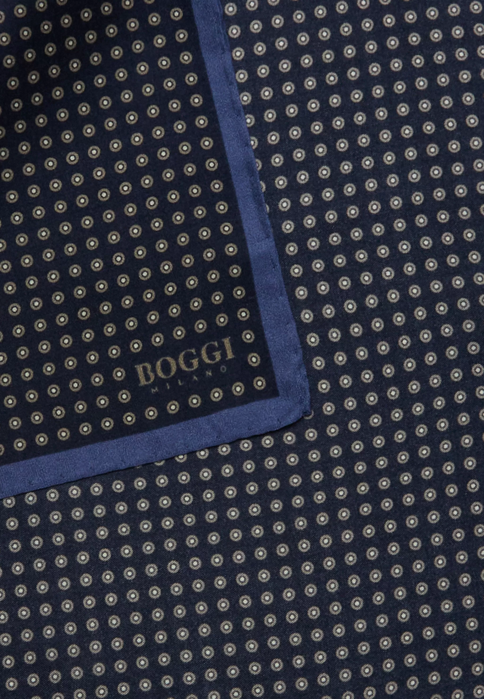 Boggi Milano Mouchoir De Poche*Pochette Motif Pois En Soie bleu marine