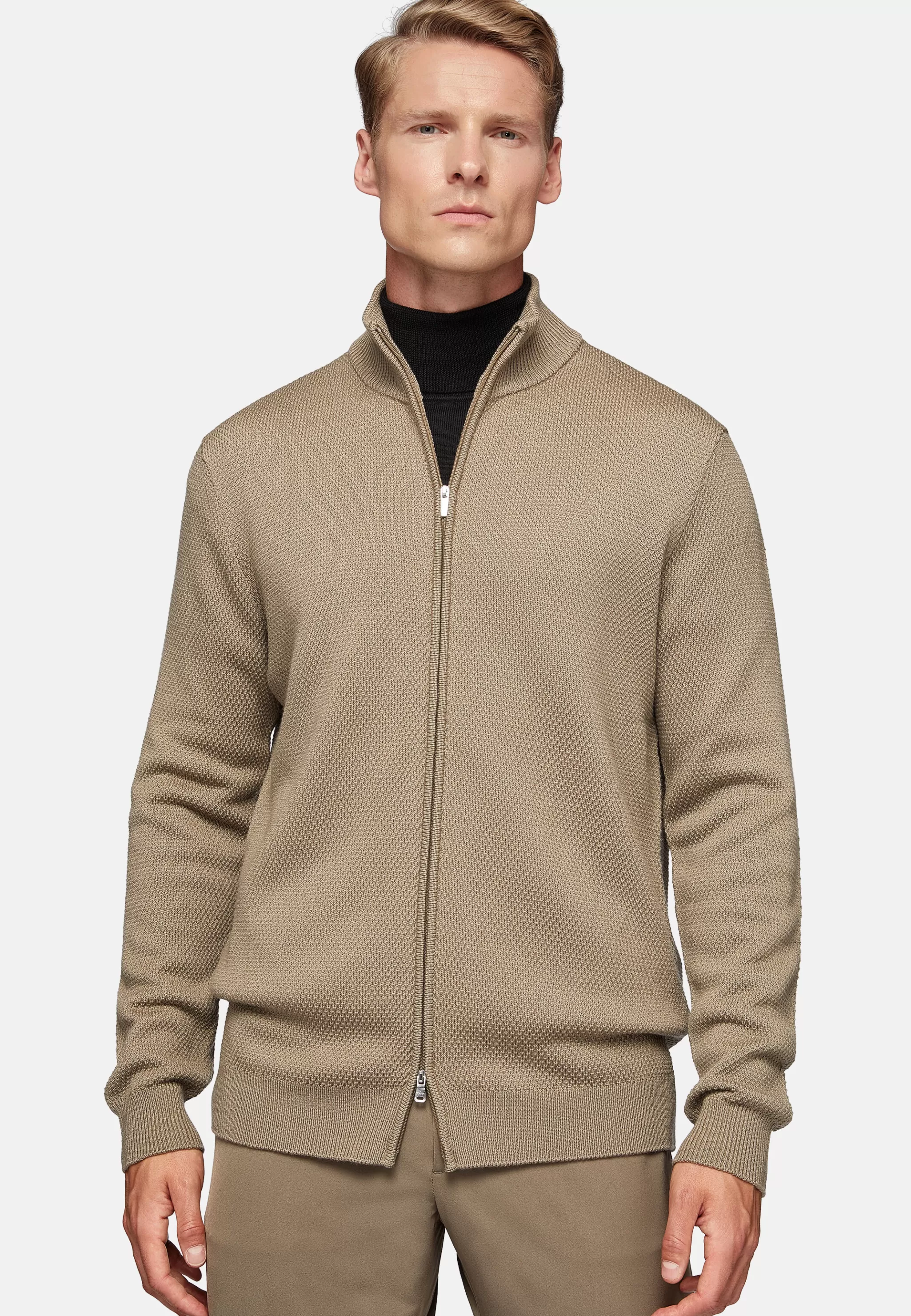 Boggi Milano Tricots*Pull Full Zip Avec Points En Laine Mérinos