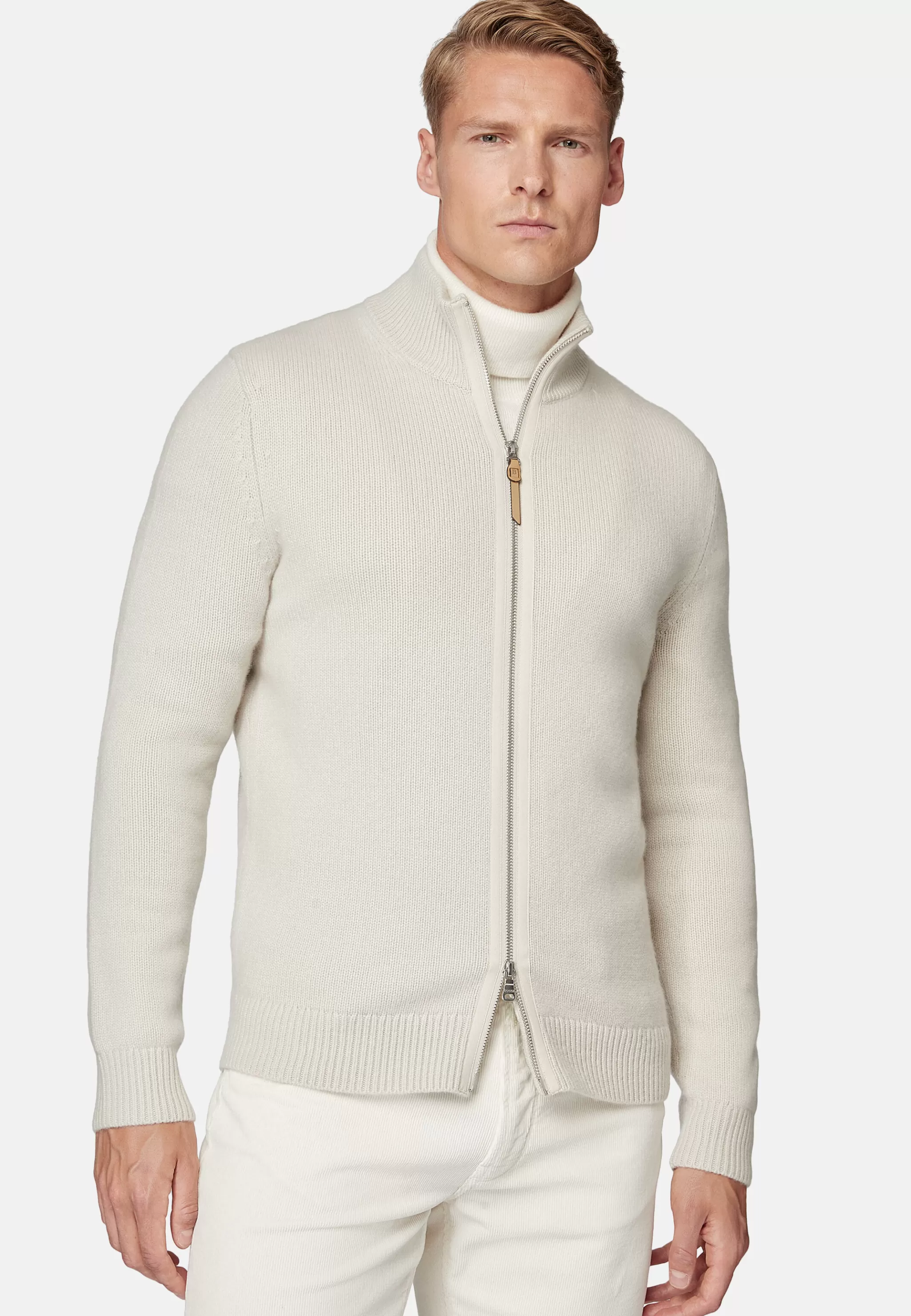 Boggi Milano Tricots*Pull Full Zip Sable En Cachemire