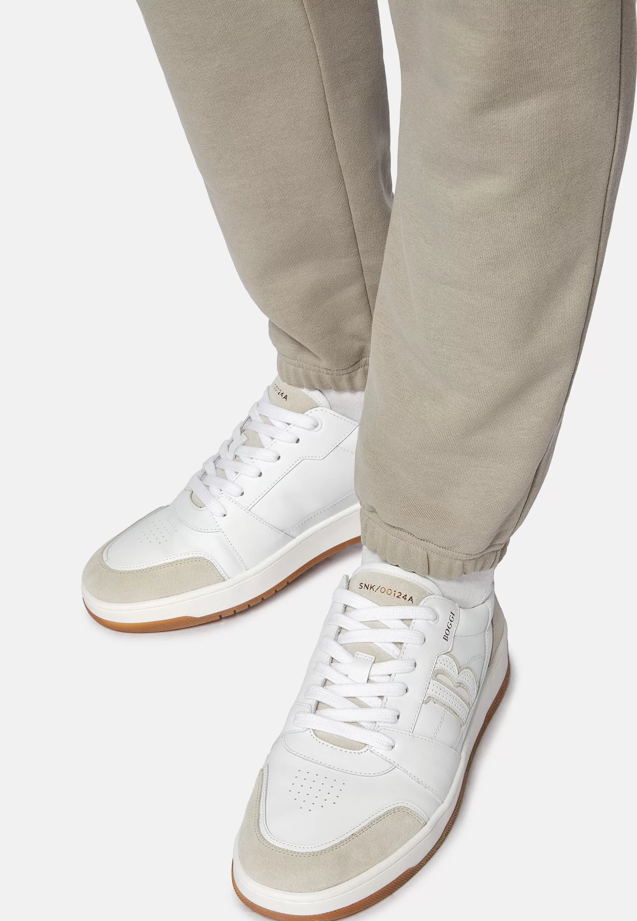 Boggi Milano Sneakers*Sneakers hes En Cuir Avec Macro Logo Blanc