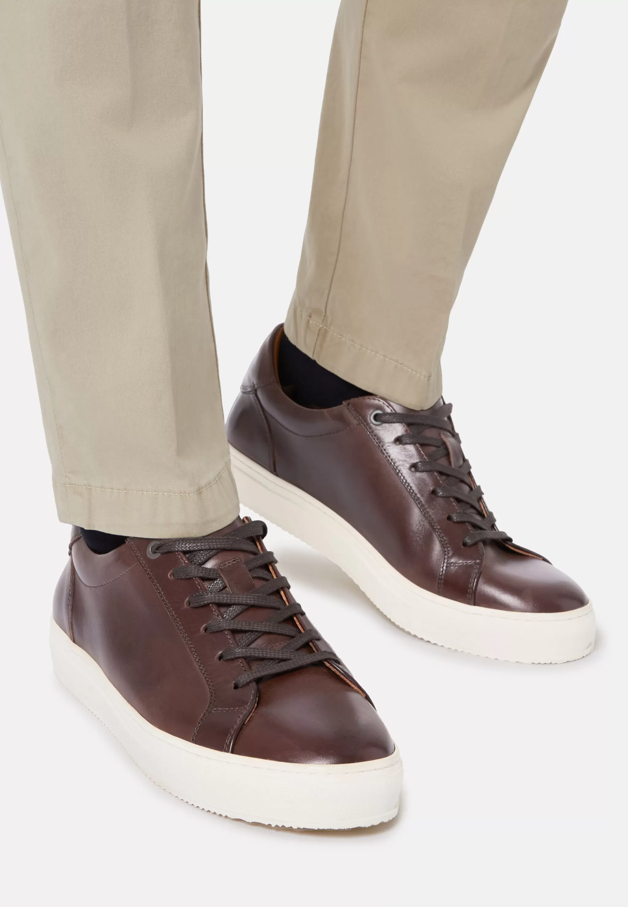 Boggi Milano Sneakers*Sneakers Marron En Cuir