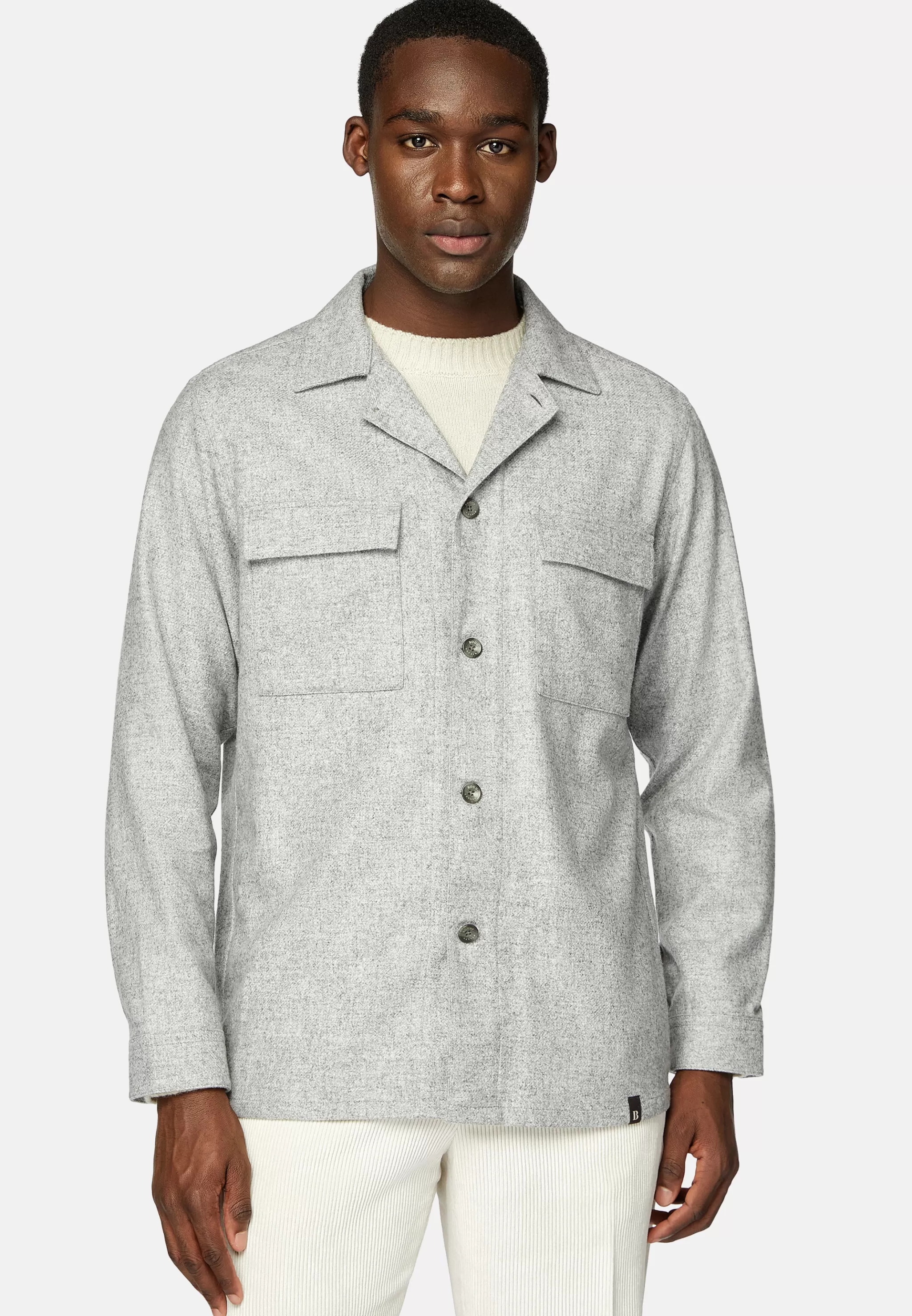 Boggi Milano Surchemise & Shirt Jackets | Chemises Décontractée*Surchemise Camp En Mélange Laine Et Tencel