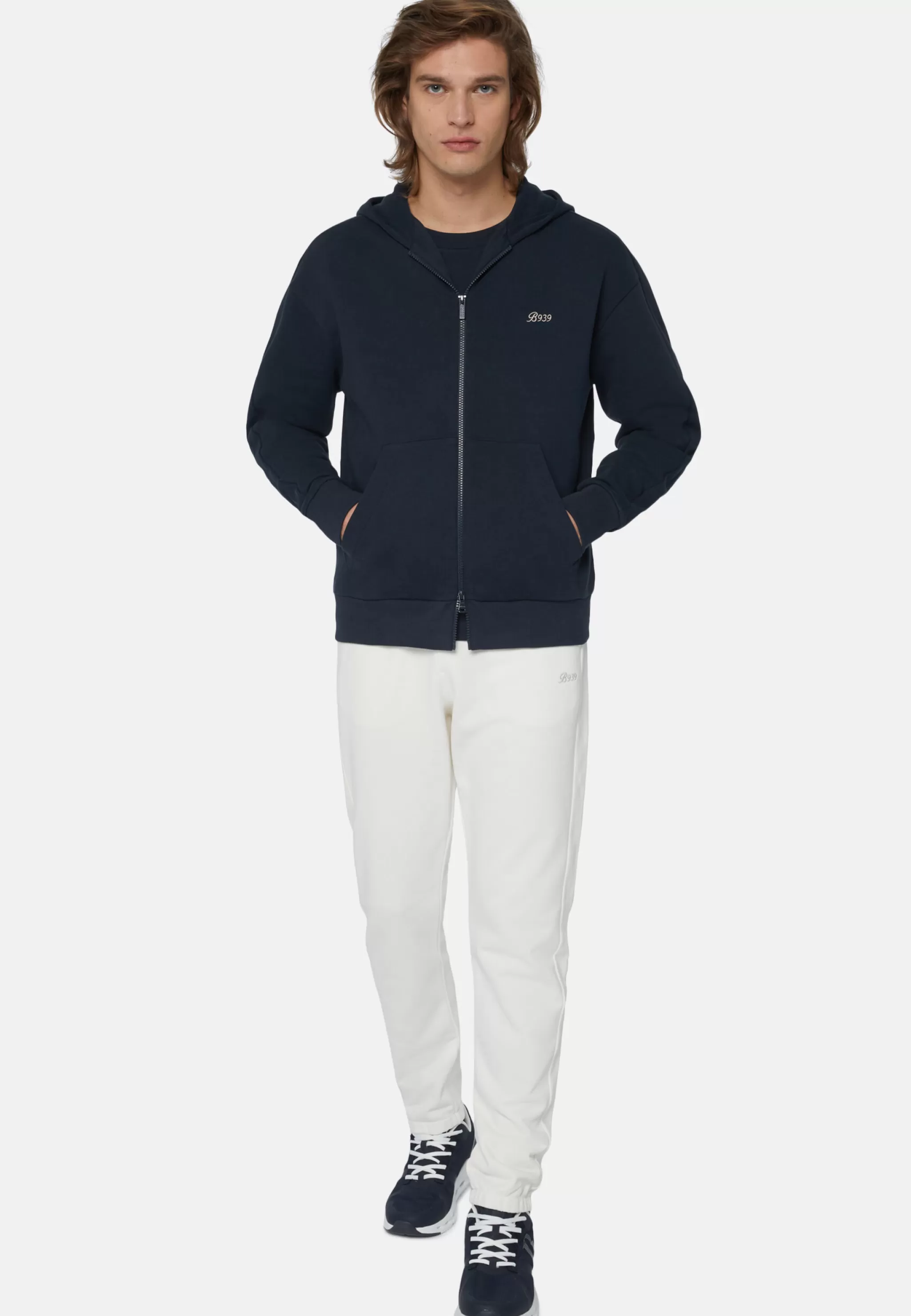 Boggi Milano Sweats Et Joggings*Sweat-Shirt Full Zip En Coton Bio Mélangé bleu marine