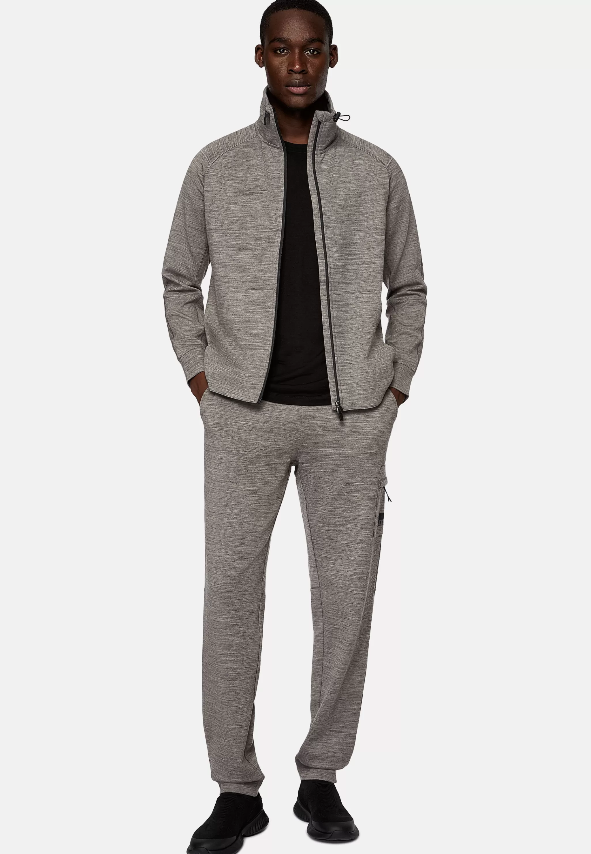 Boggi Milano Sweats Et Joggings*Sweat-Shirt Full Zip En Mélange Coton Scuba Léger Gris