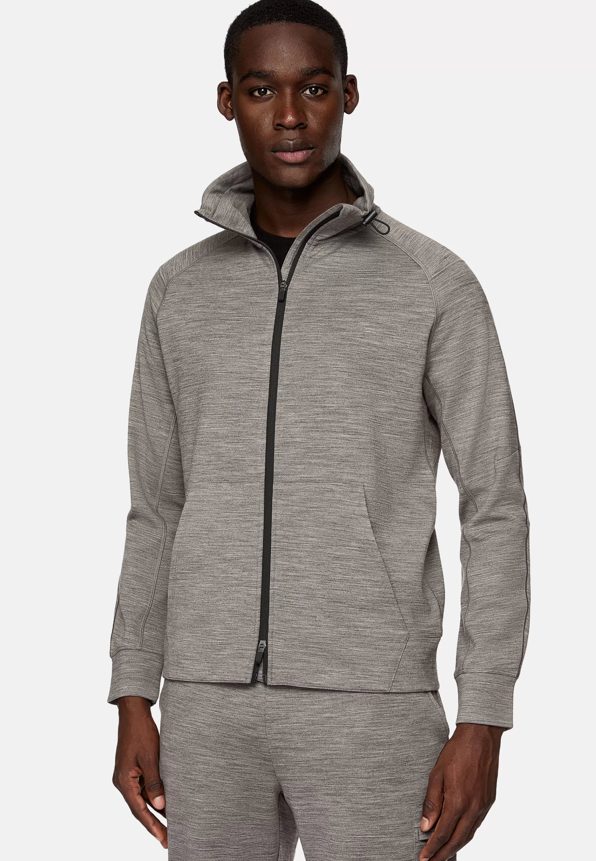 Boggi Milano Sweats Et Joggings*Sweat-Shirt Full Zip En Mélange Coton Scuba Léger Gris