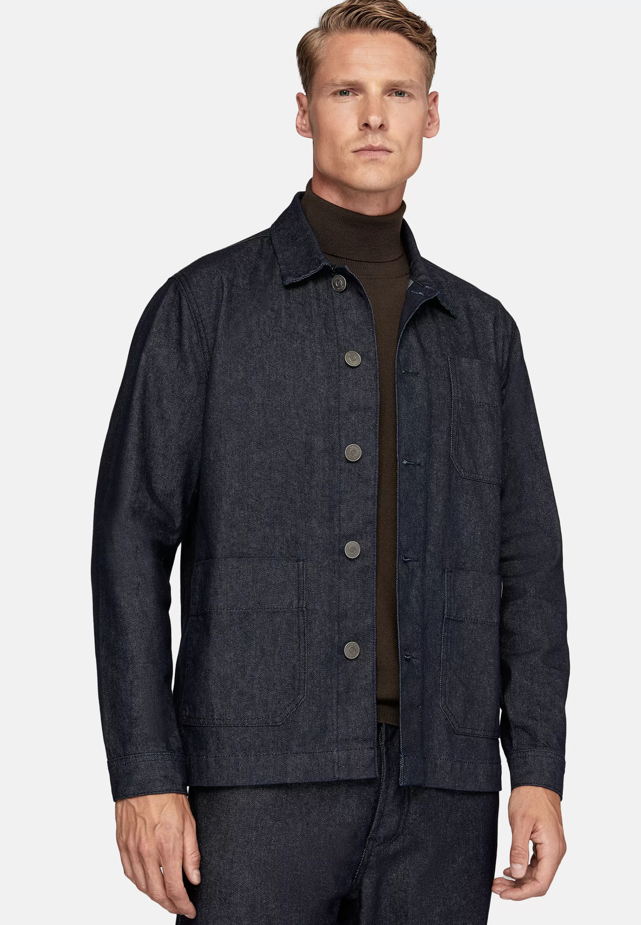 Boggi Milano Vestes | Surchemise & Shirt Jackets*Veste Chemise De Travail En Denim Bleu Foncé