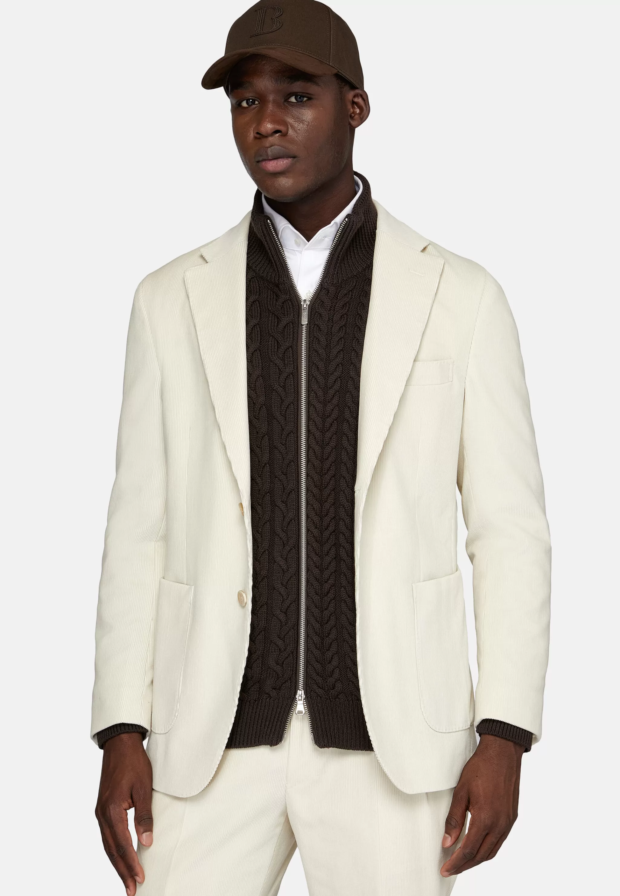 Boggi Milano Vestes*Veste En Velours De Coton Crème