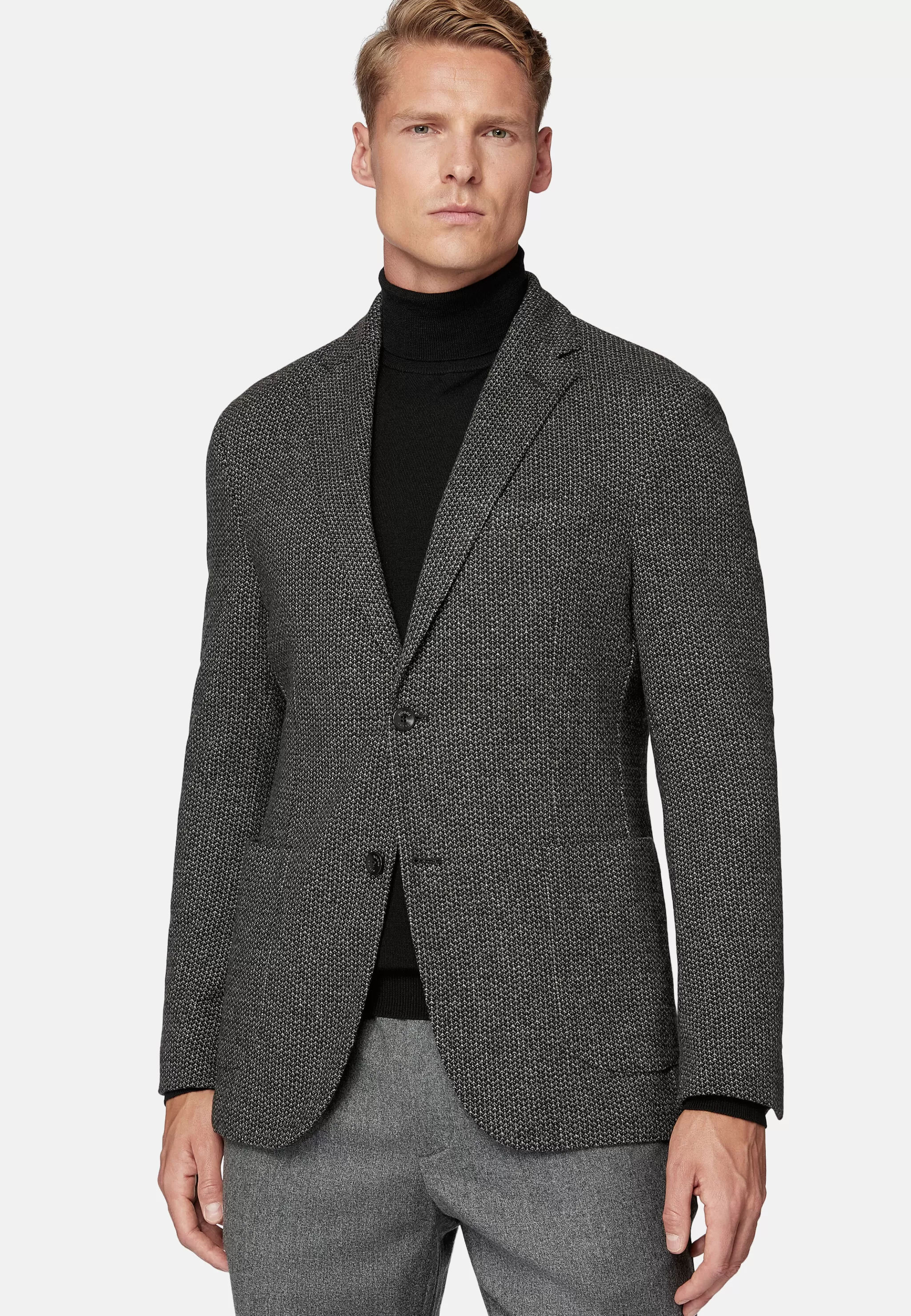 Boggi Milano Vestes*Veste Gris Et Noir B Jersey En Coton Mélangé Black - Grey