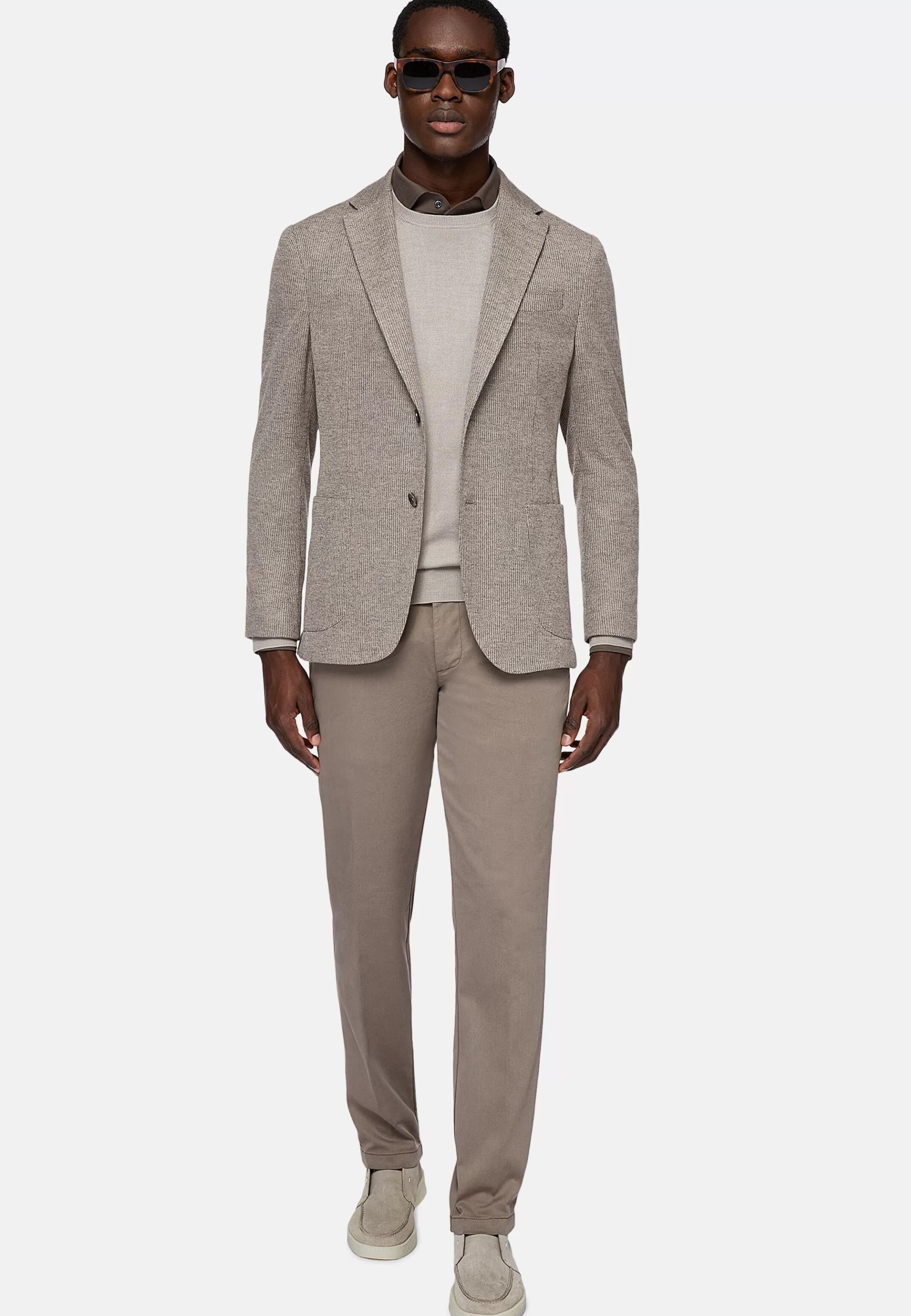 Boggi Milano Vestes*Veste Gris Tourterelle B Jersey En Mélange De Coton Et Laine