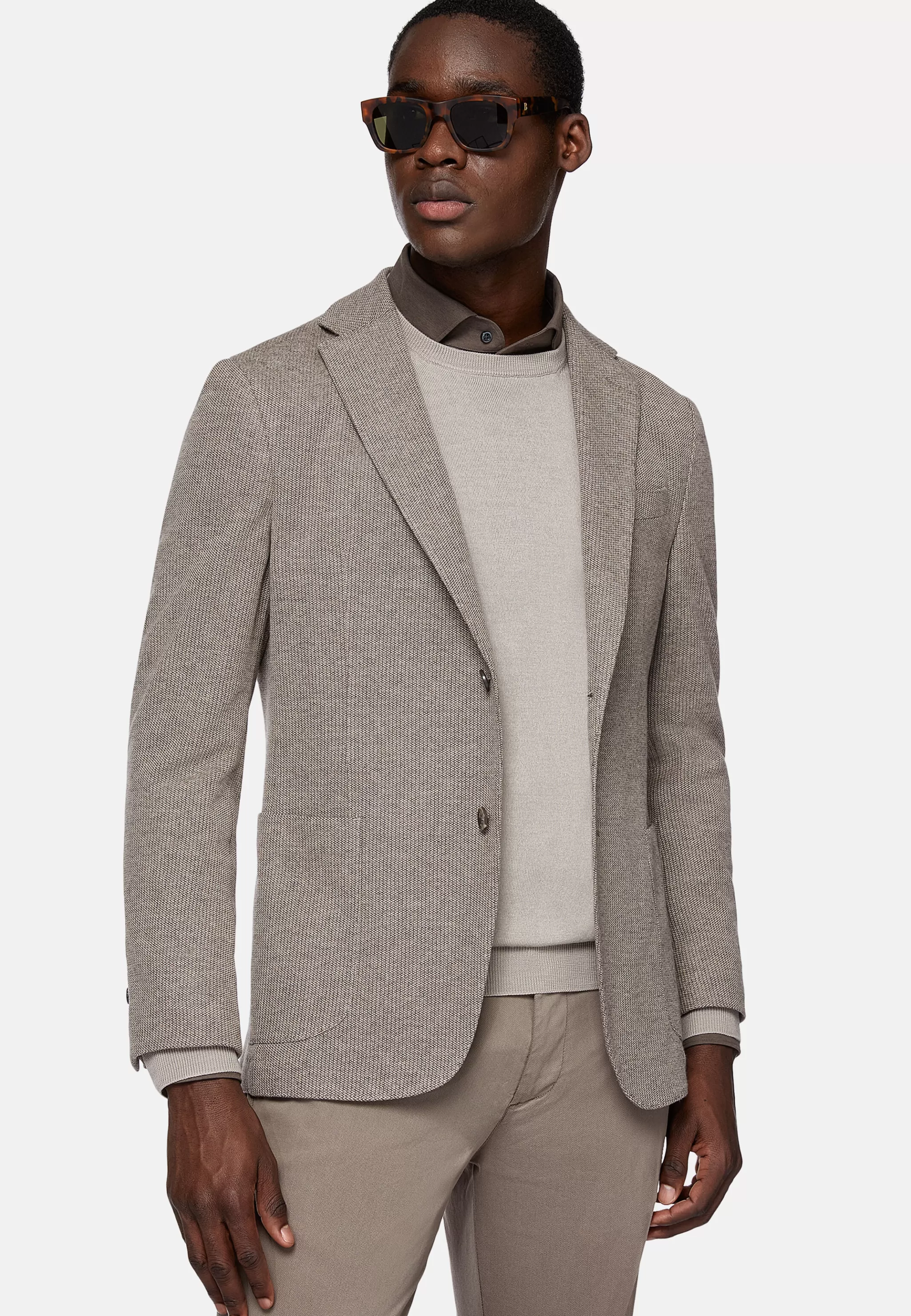 Boggi Milano Vestes*Veste Gris Tourterelle B Jersey En Mélange De Coton Et Laine